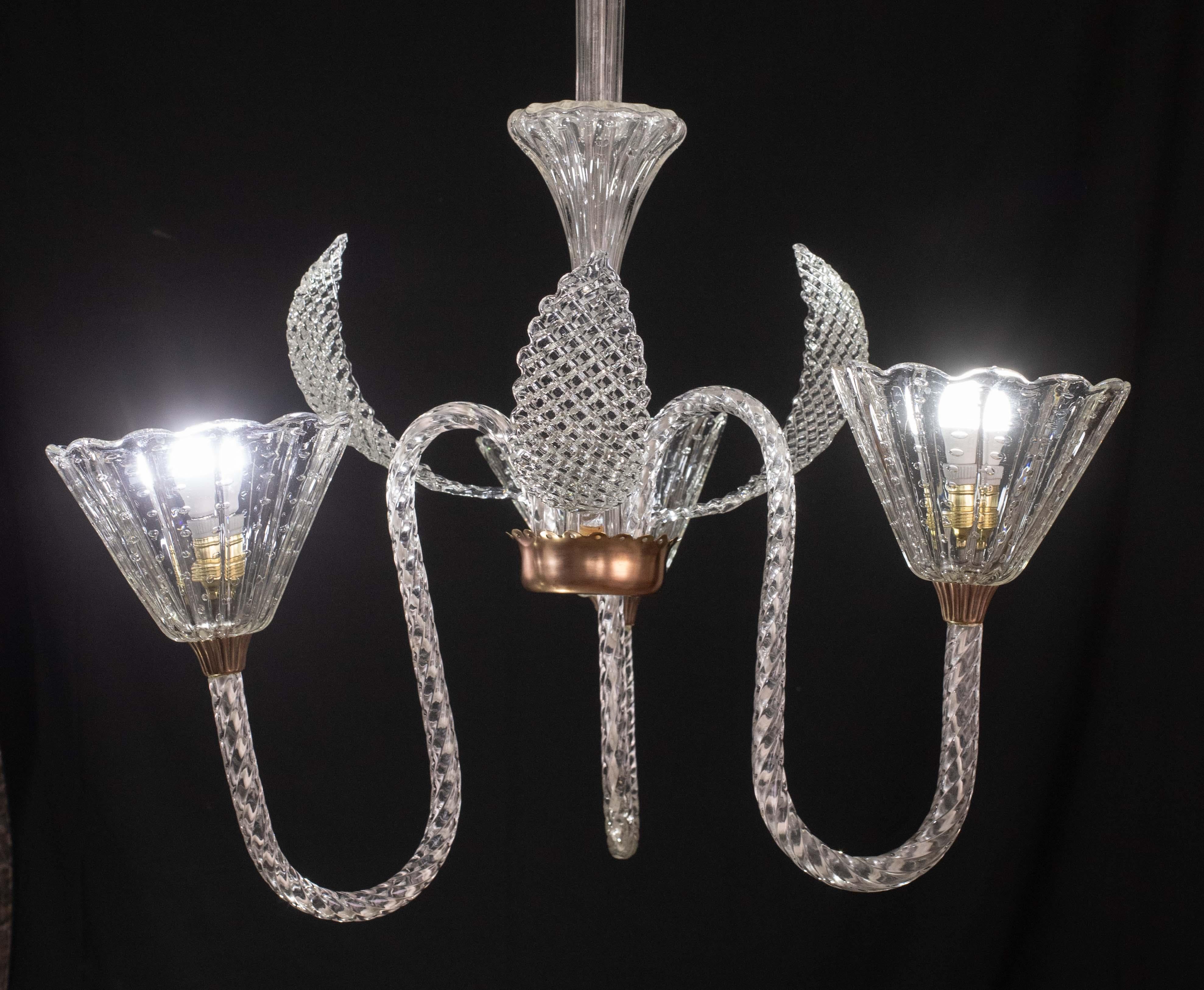 Incredibile lampadario Art Deco di Ercole Barovier, vetro di Murano 