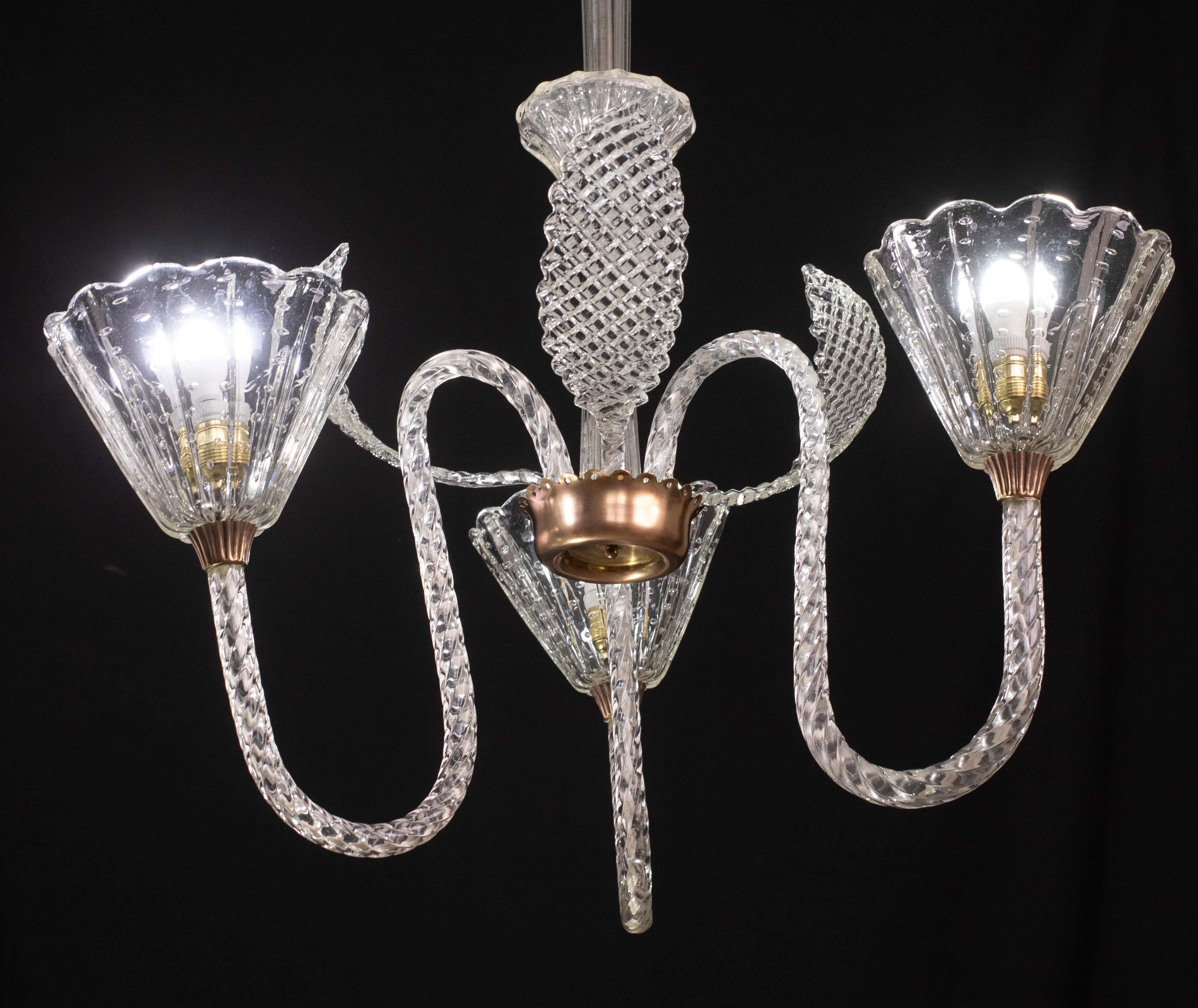 Incredibile lampadario Art Deco di Ercole Barovier, vetro di Murano 