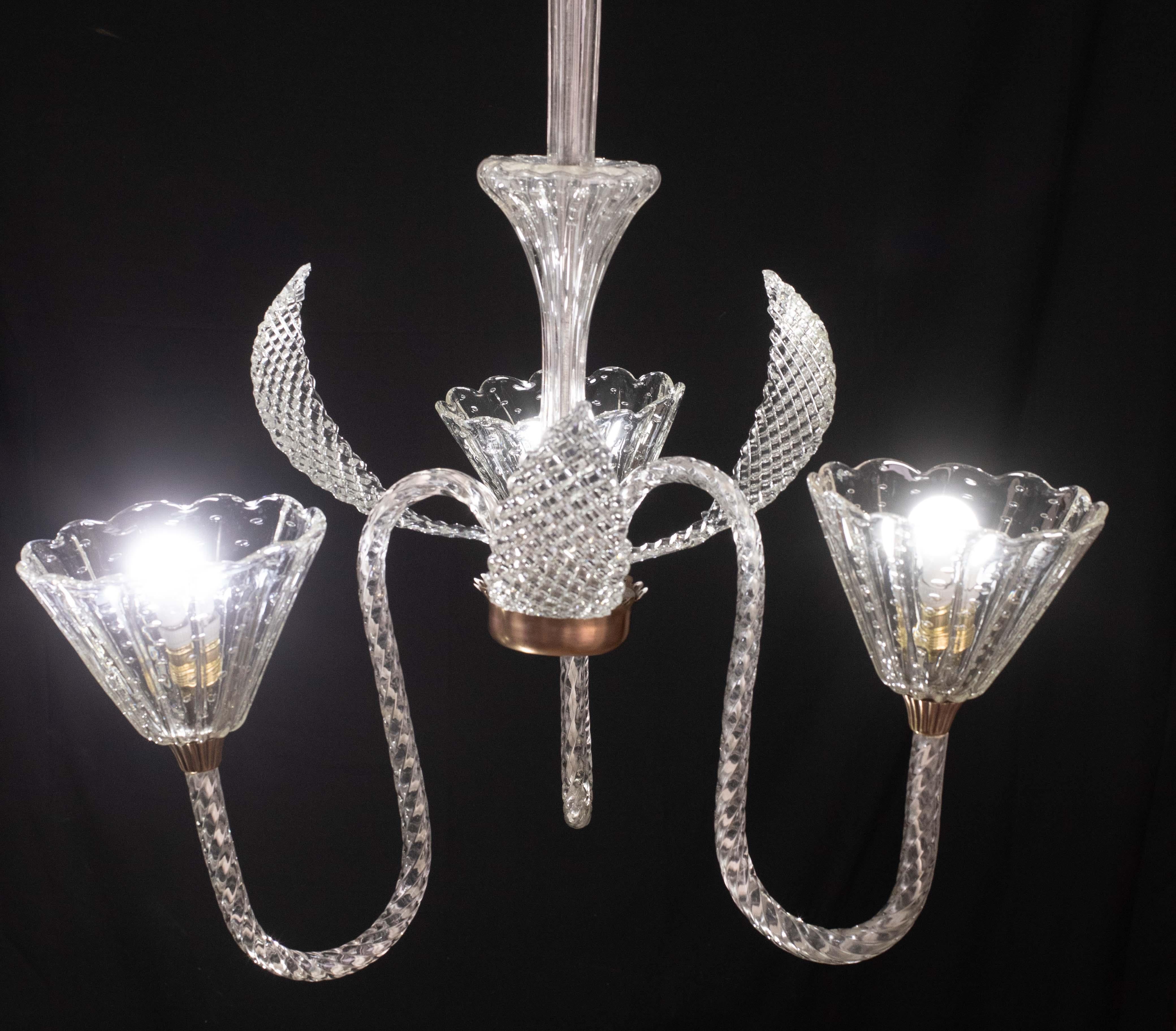 Incredibile lampadario Art Deco di Ercole Barovier, vetro di Murano 