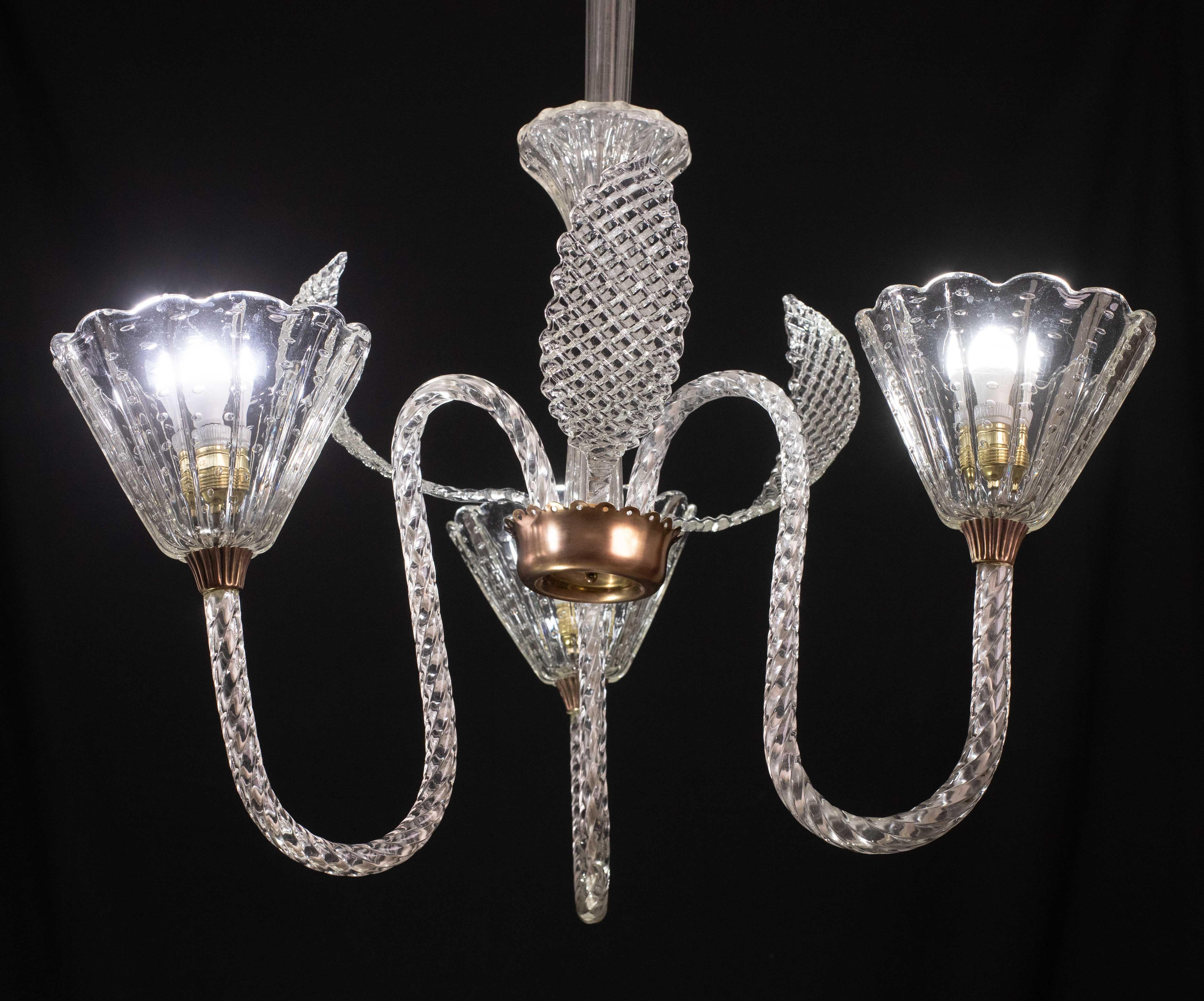 Incredibile lampadario Art Deco di Ercole Barovier, vetro di Murano 