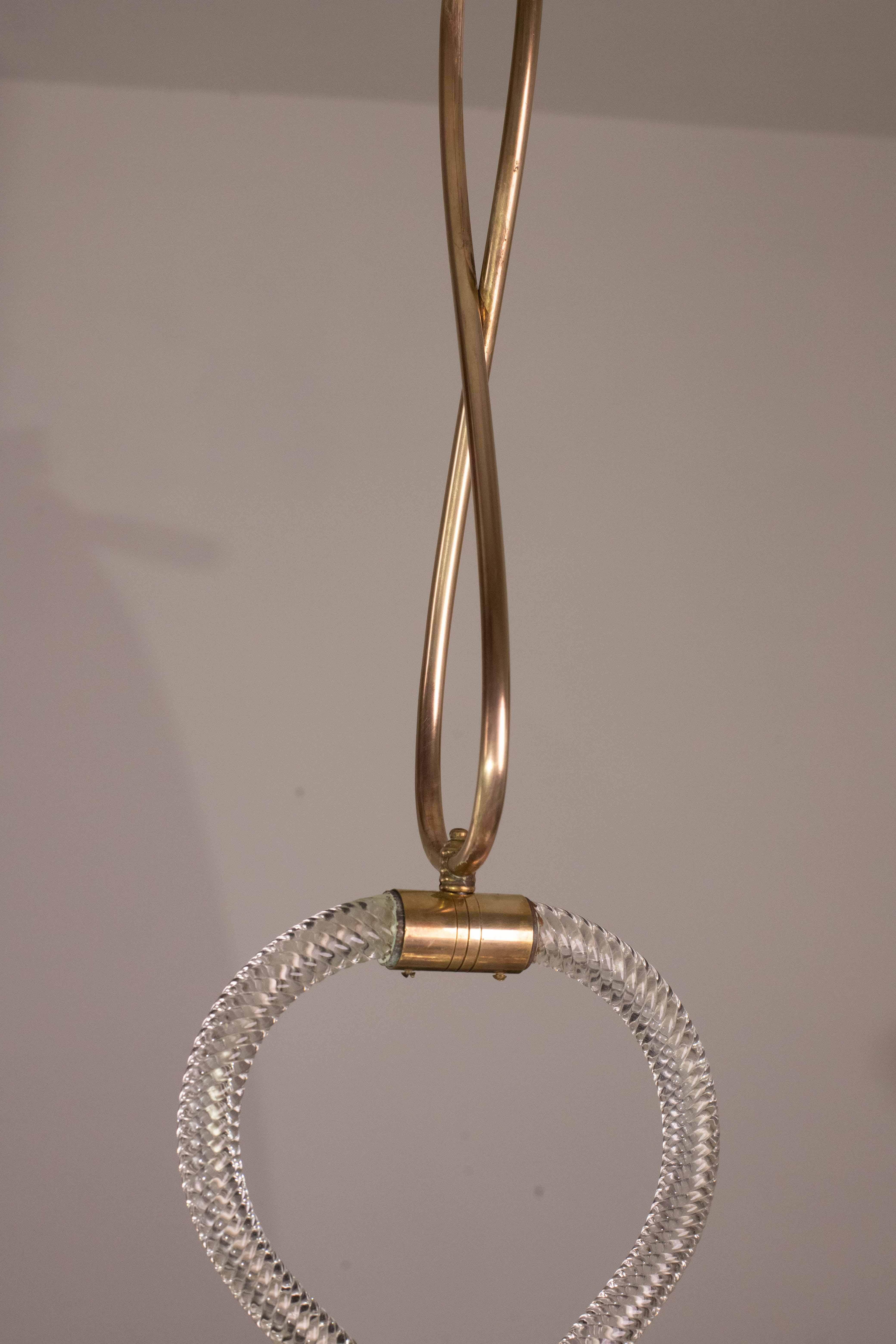 Incredibile lampadario Art Deco di Ercole Barovier, vetro di Murano, struttura in ottone anni '40 in vendita 5