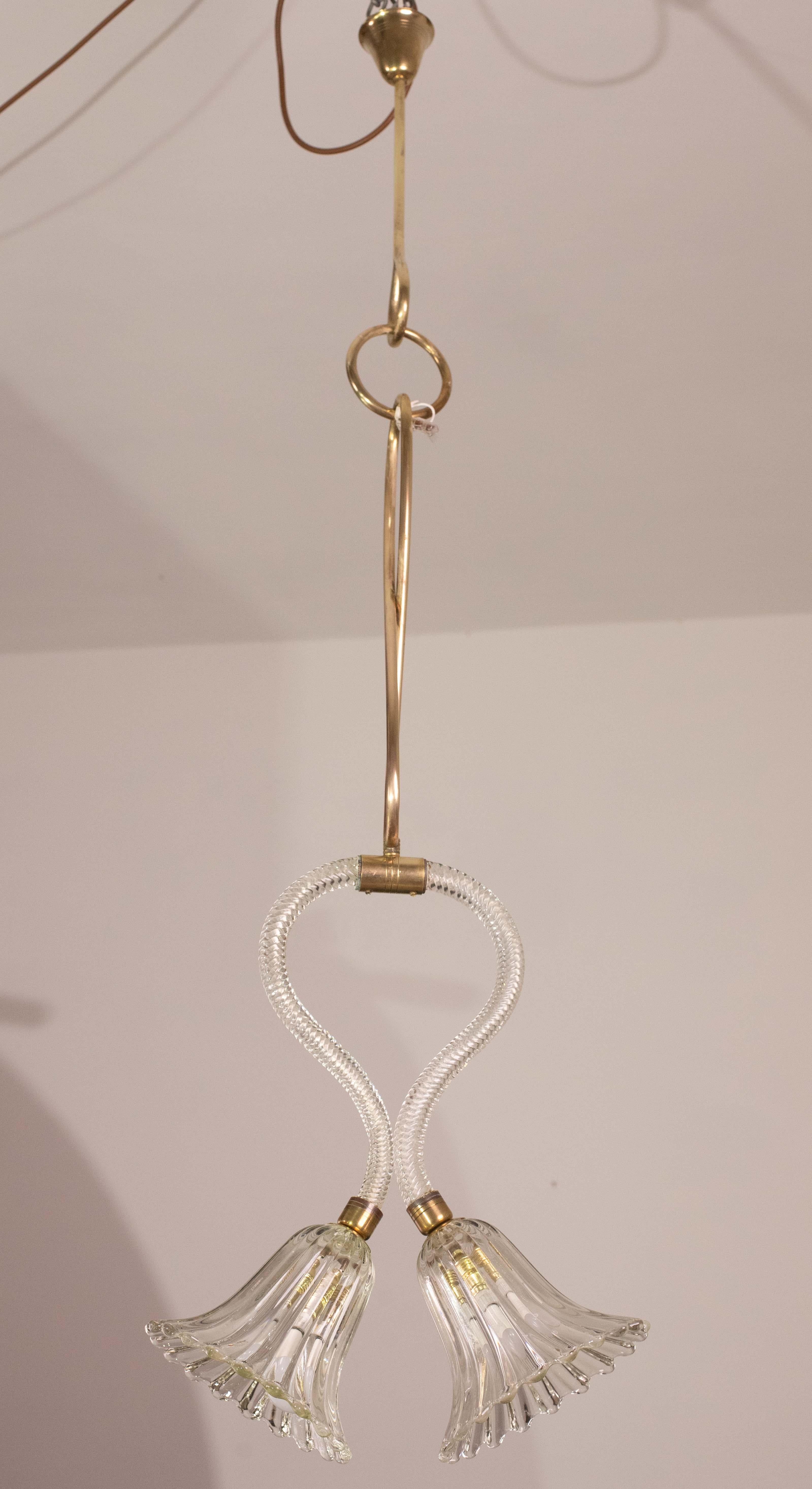 Incredibile lampadario Art Deco di Ercole Barovier, vetro di Murano, struttura in ottone anni '40 in vendita 6