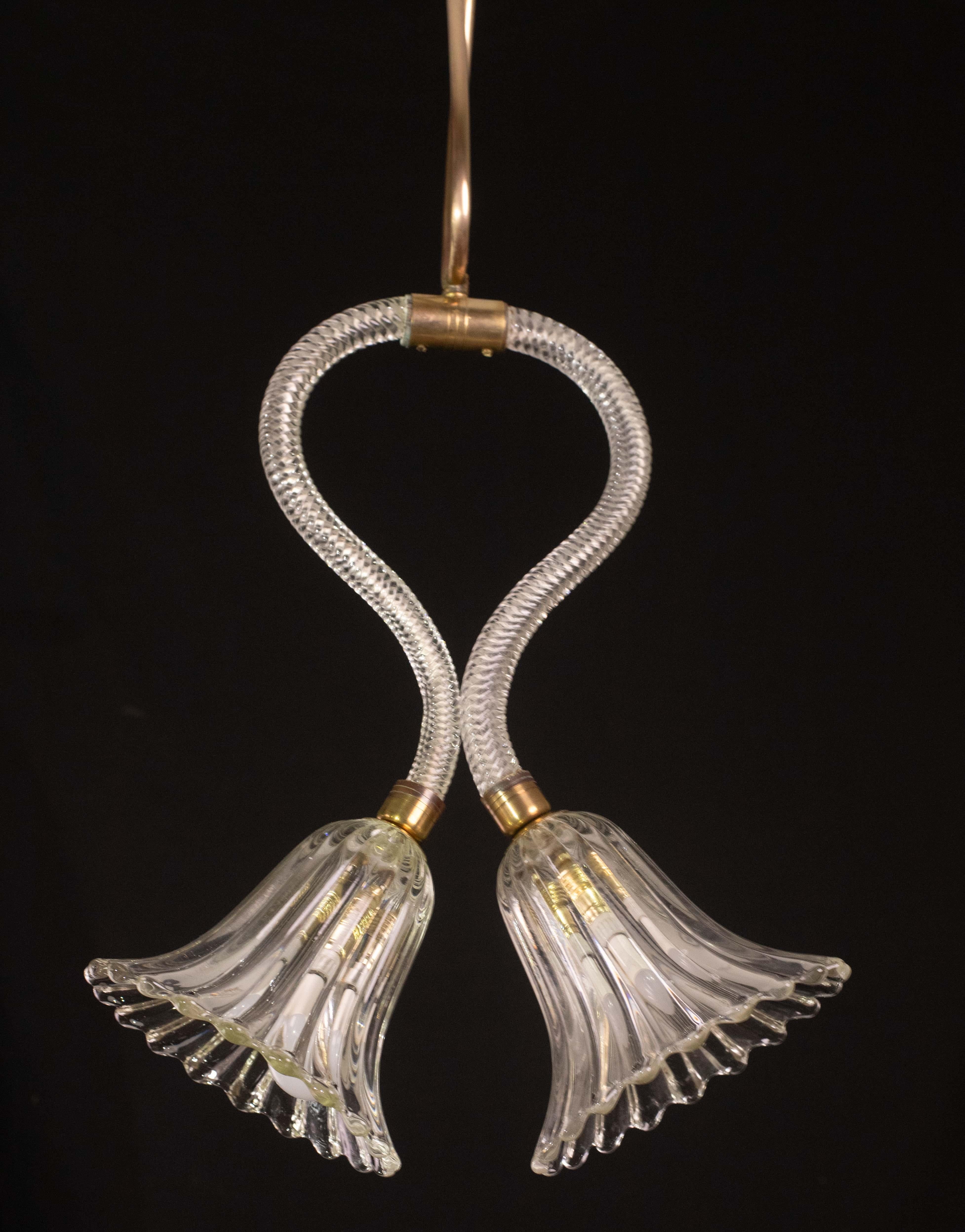 Incredibile lampadario Art Deco di Ercole Barovier, vetro di Murano, struttura in ottone anni '40 in vendita 8