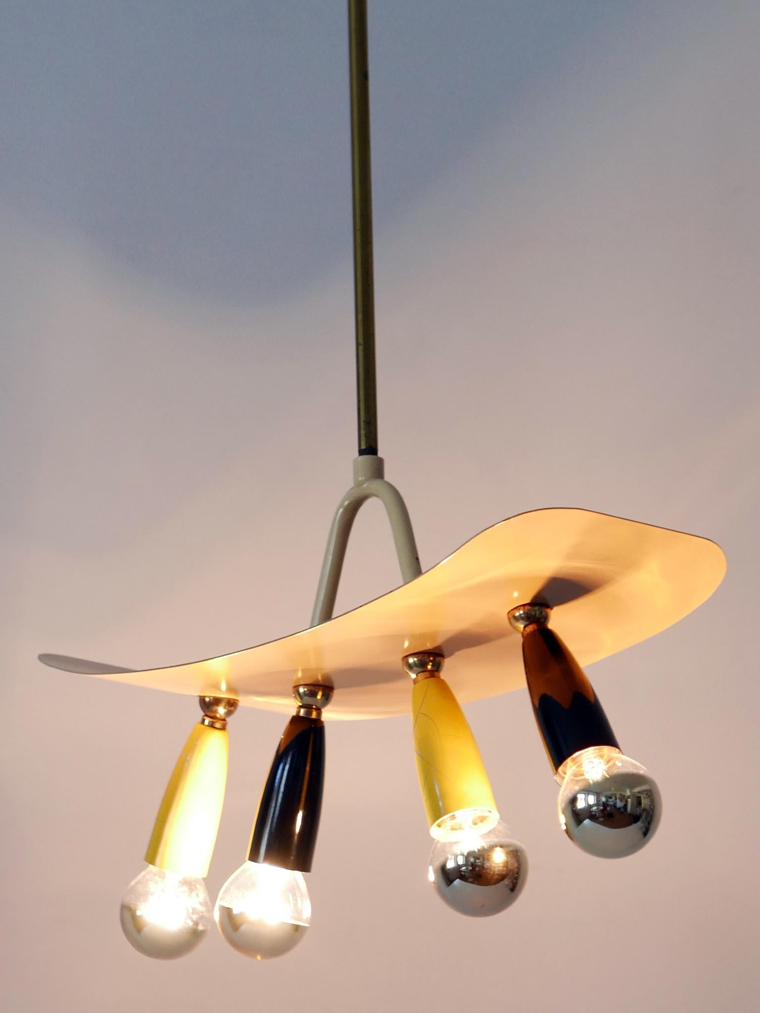 Amazing & Exceptional Mid Century Modern Sputnik Pendant Lamp Germany 1950s For Sale 7