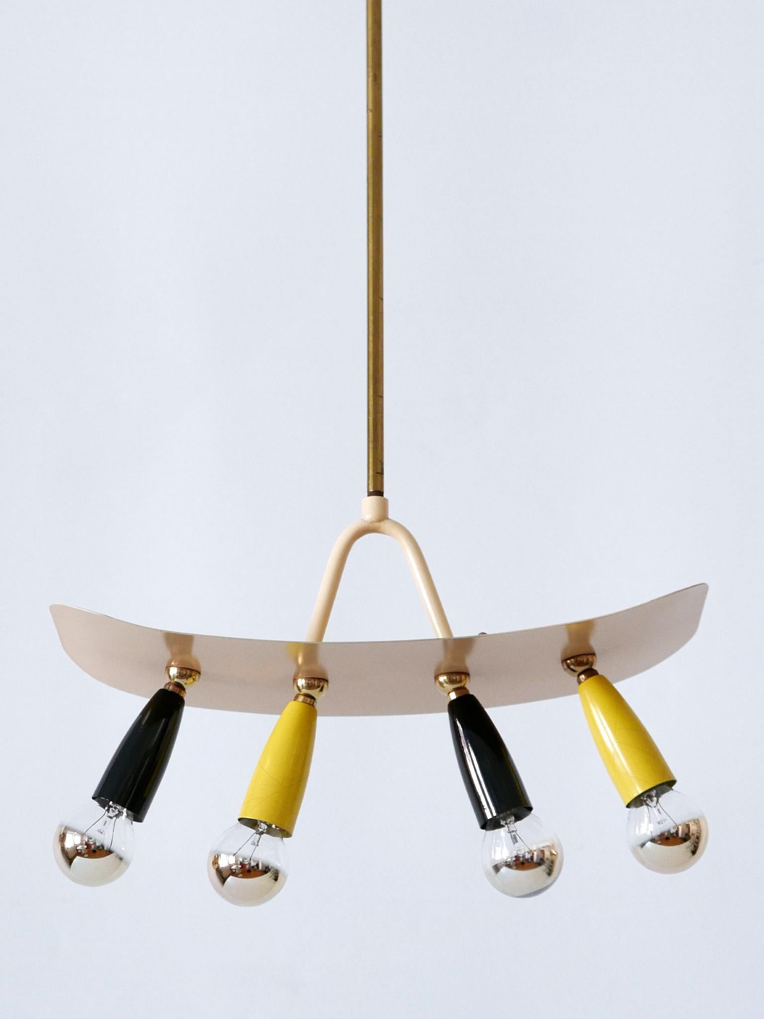 Increíble y Excepcional Lámpara Colgante Sputnik Moderna de Mitad de Siglo Alemania Años 50 Moderno de mediados de siglo en venta