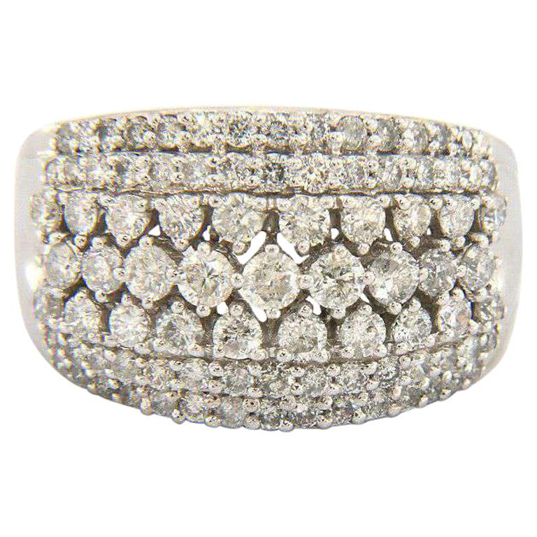 Amazing Fancy Multi Row 3.0 CTW Diamond Band in 14K White Gold For Sale