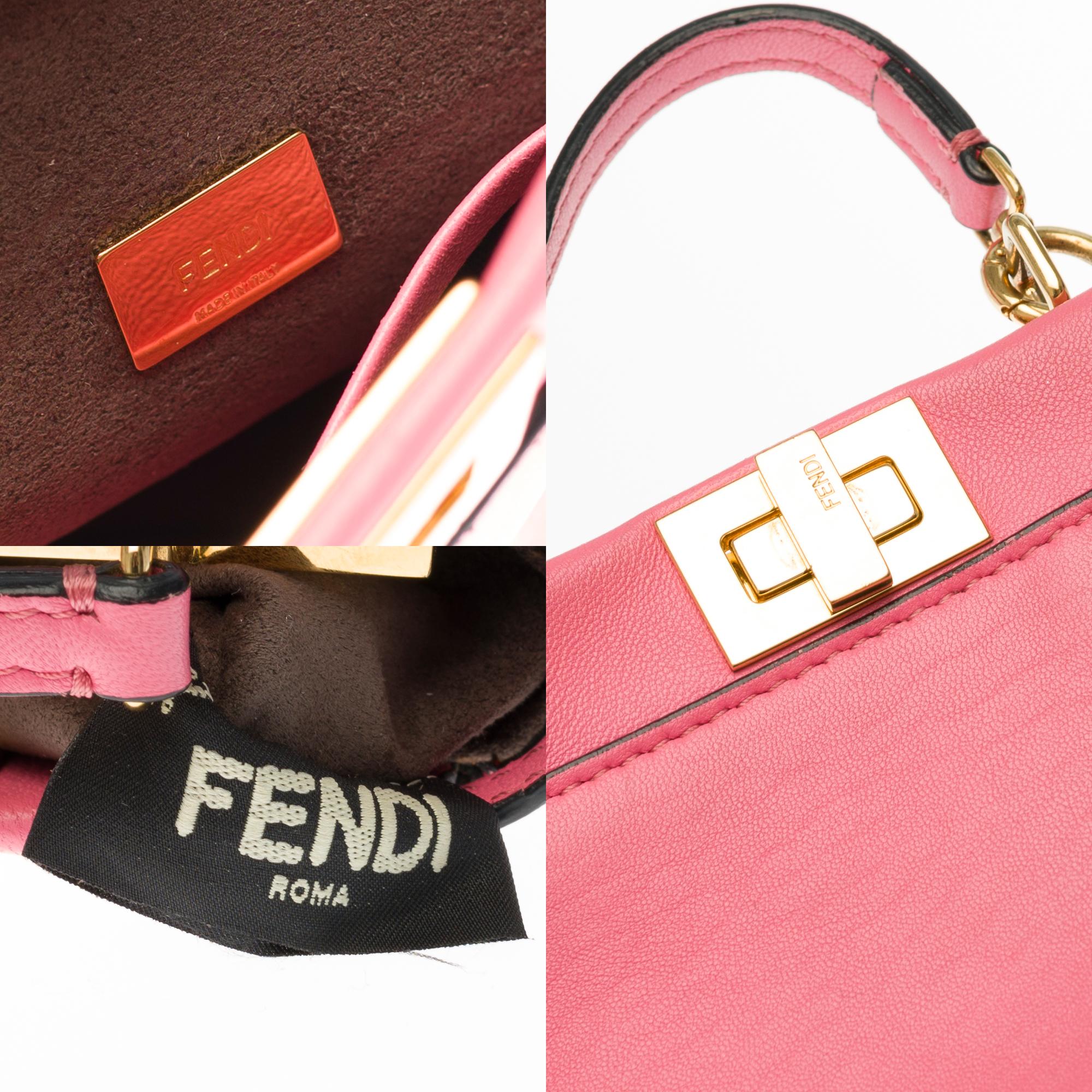 Women's Amazing Fendi Micro Peekaboo shoulder bag in pink leather and gold hardware 
