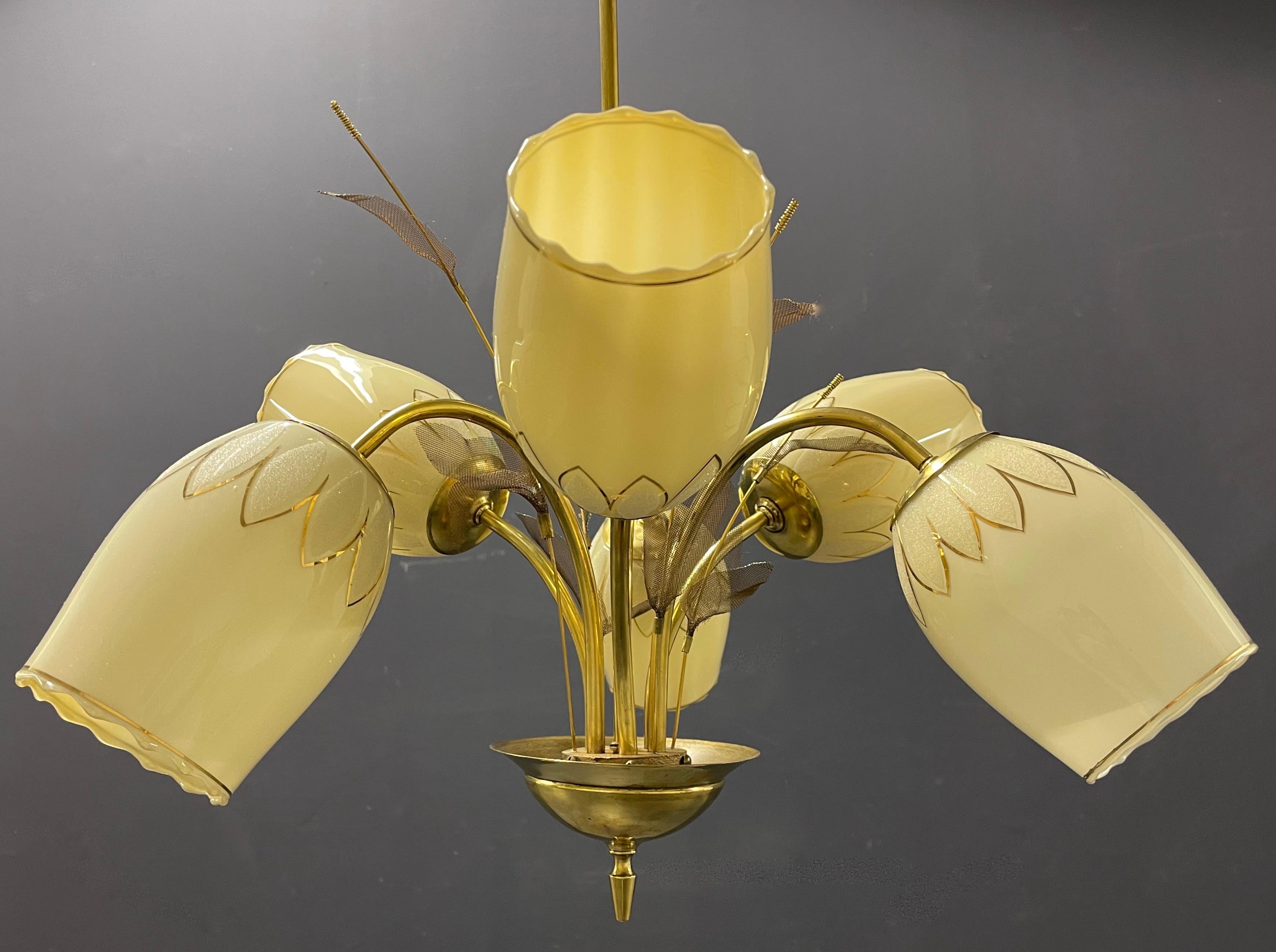 Amazing Finish Chandelier Att. to Paavo Tynell For Sale 3