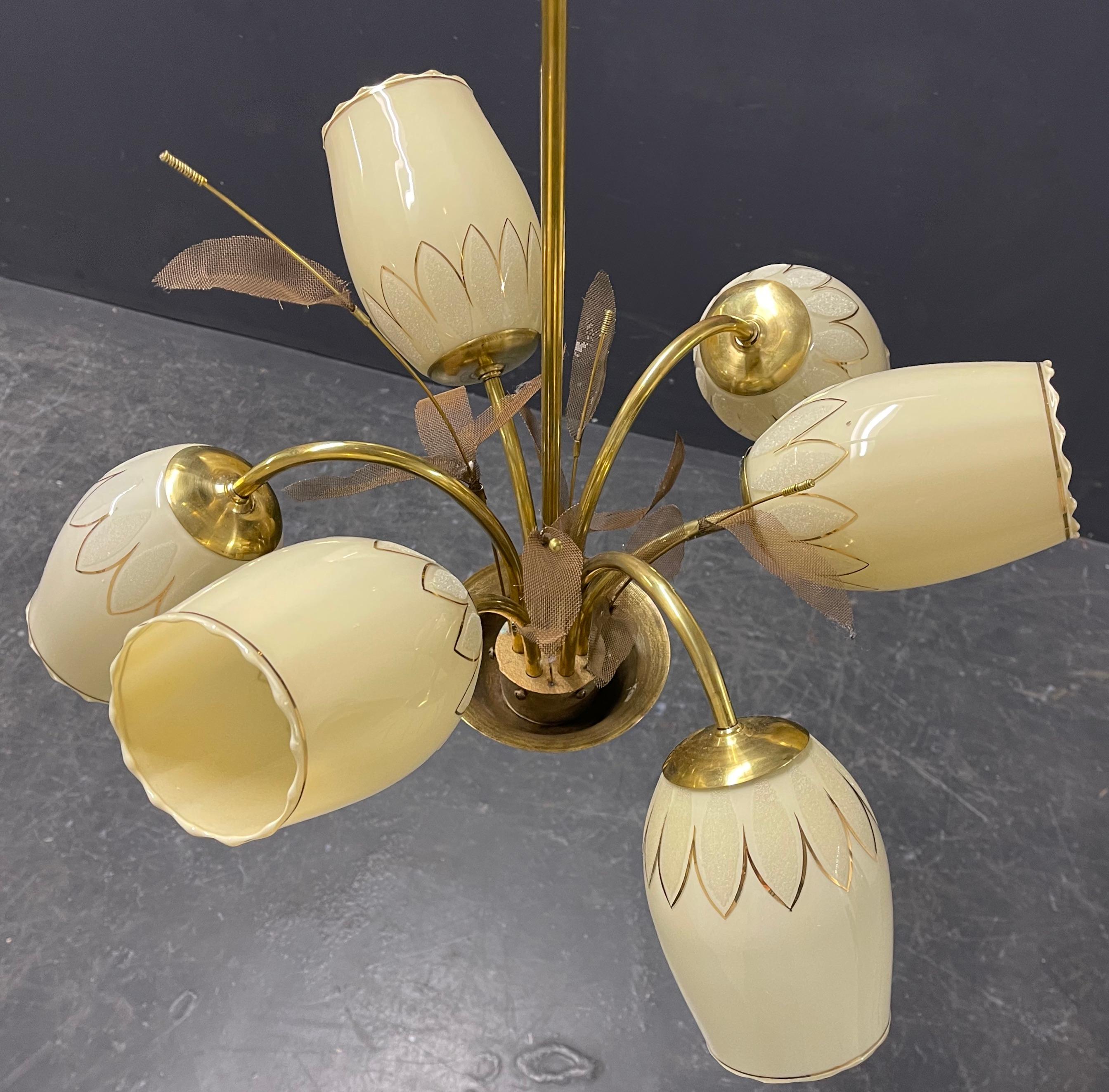 Mid-20th Century Amazing Finish Chandelier Att. to Paavo Tynell For Sale