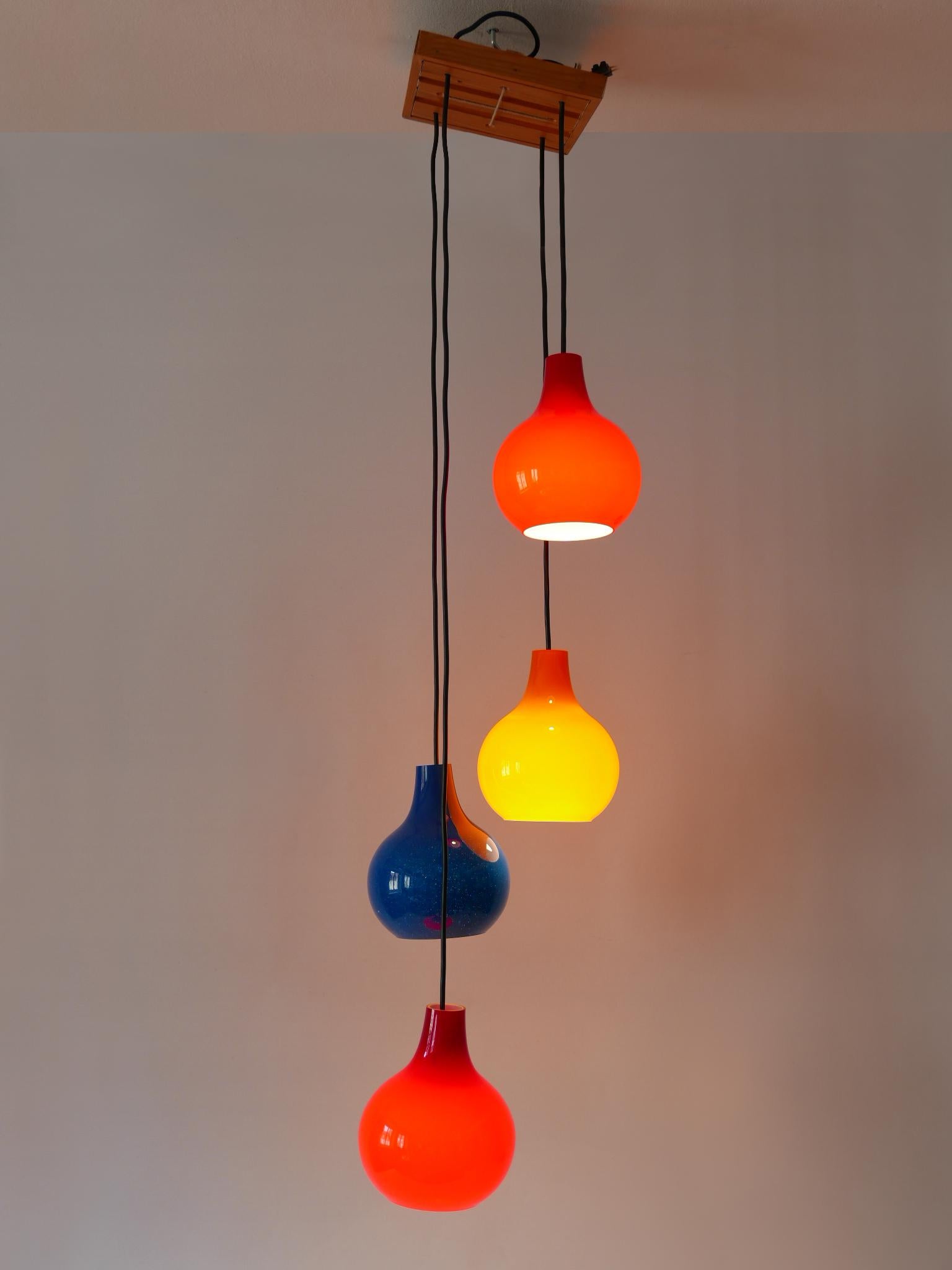 Amazing Four-Flamed Cascading Pendant Lamp by Peill & Putzler Germany 1970s For Sale 11