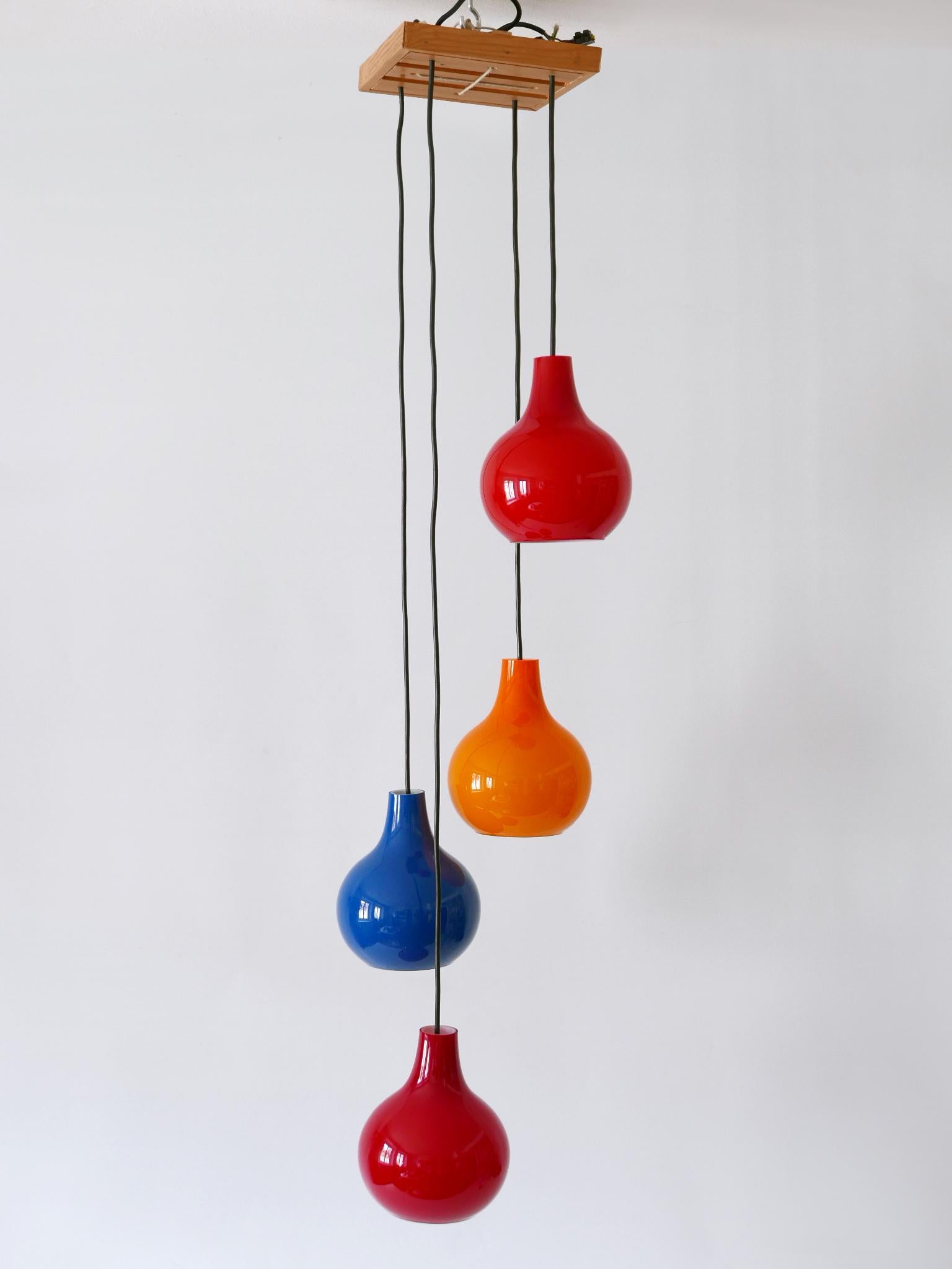 Amazing Four-Flamed Cascading Pendant Lamp by Peill & Putzler Germany 1970s For Sale 1