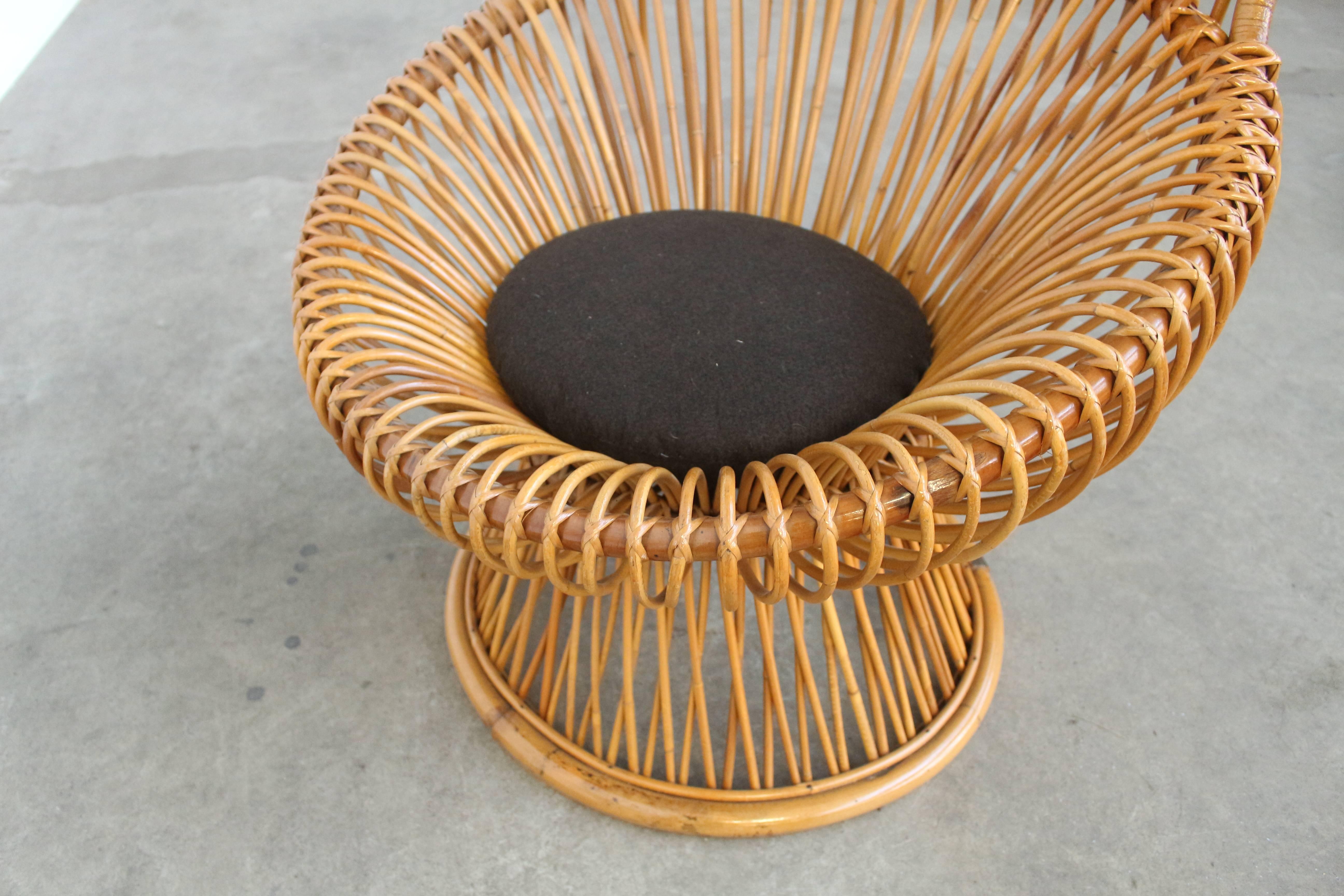 Amazing Franco Albini for Bonacina Wicker Margherita Chair with Original Cushion For Sale 3