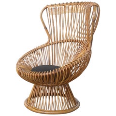 Amazing Franco Albini for Bonacina Wicker Margherita Chair with Original Cushion