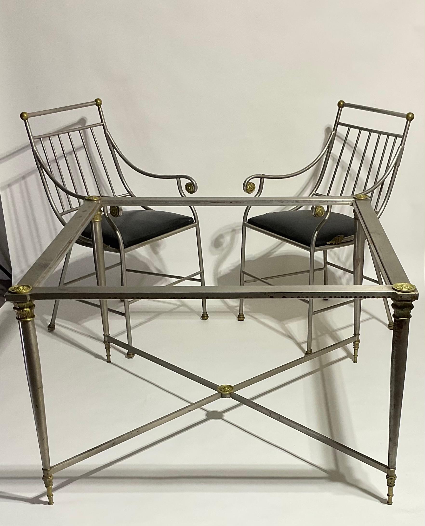 Amazing French Art Deco Steel with gold gilt highlights dining or game table  For Sale 4