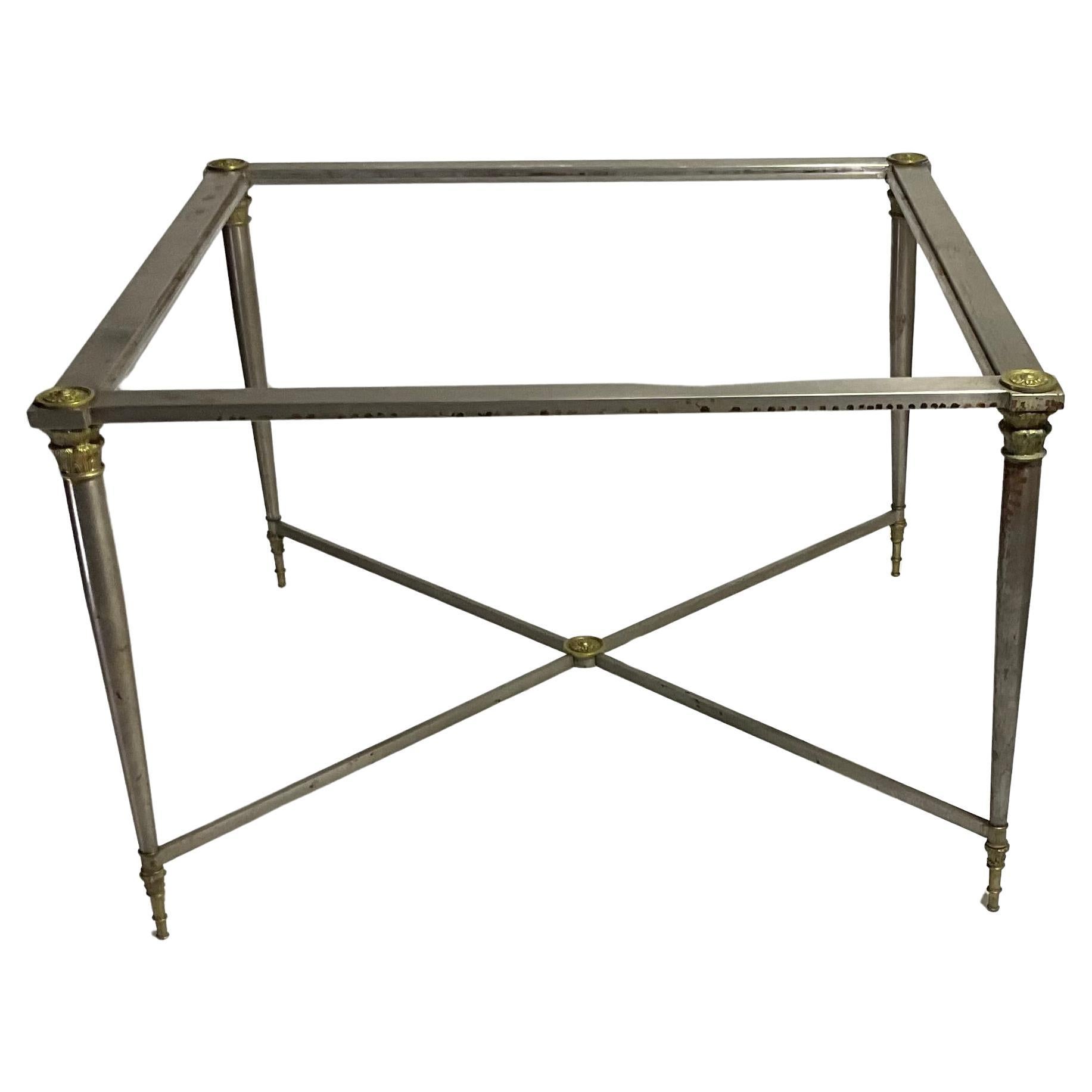 Amazing French Art Deco Steel with gold gilt highlights dining or game table  For Sale