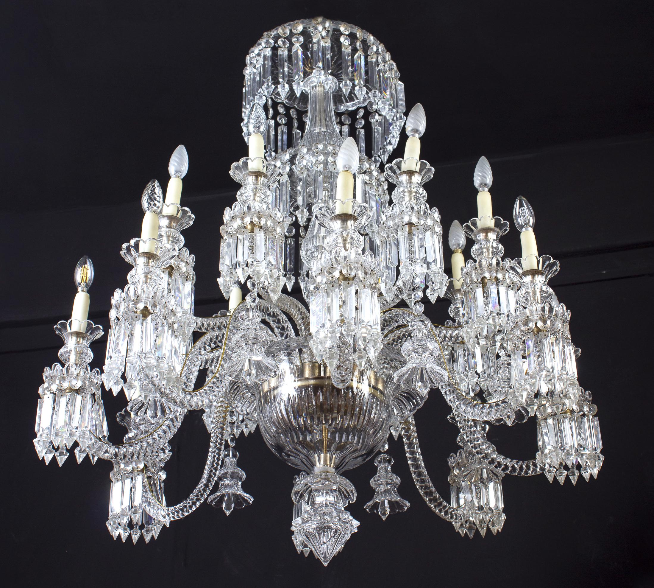 Mid-20th Century Amazing French Crystal Chandelier, 1940 For Sale