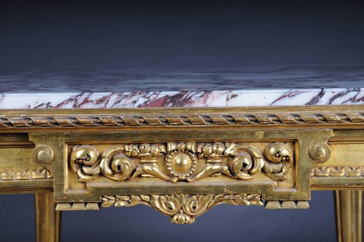 Hand-Carved Amazing French Louis XVI Salon Table Gilded, around 1910 For Sale