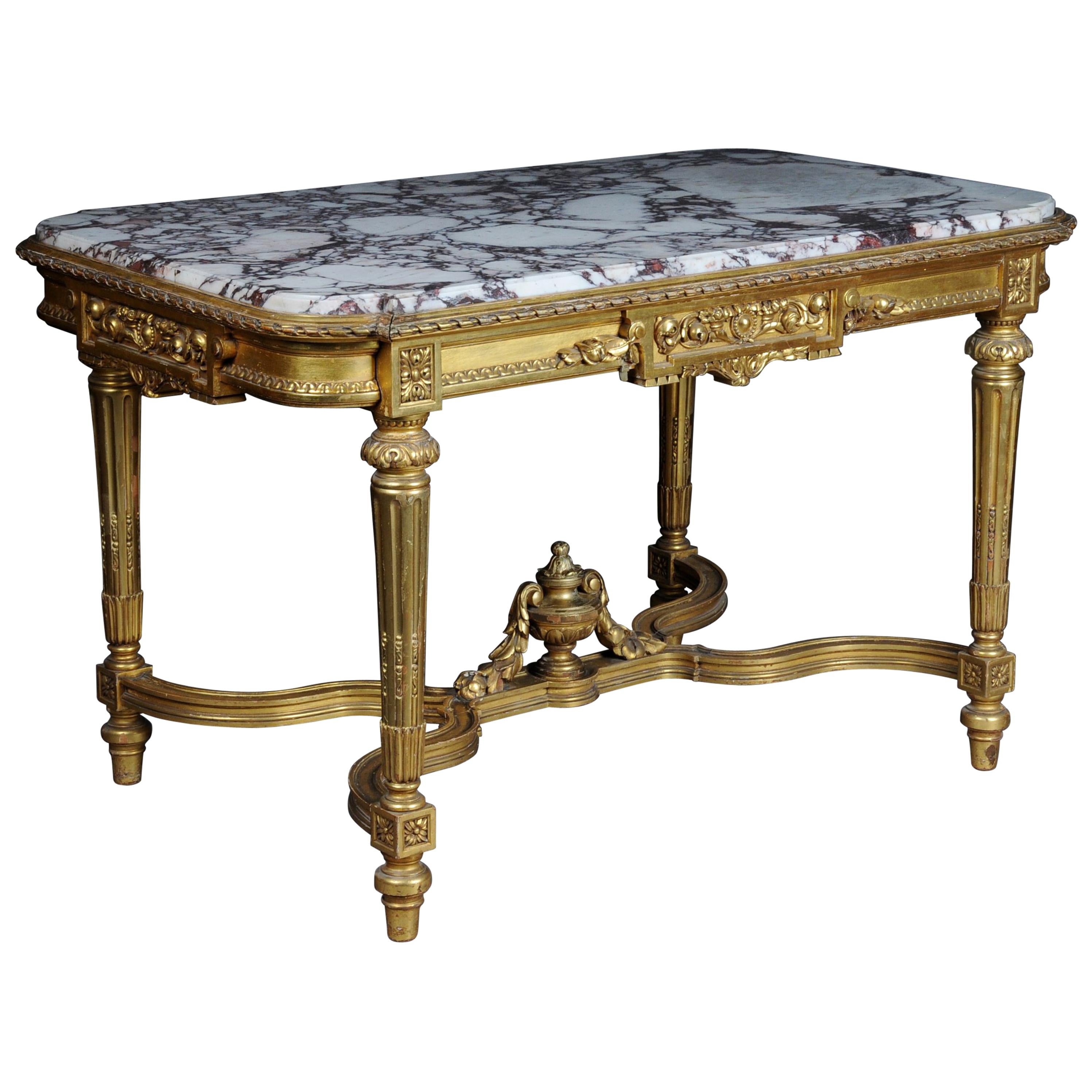 Incroyable table de salon française Louis XVI dorée, vers 1910 en vente