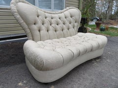 Amazing Fun Hollywood Regency Tall Tufted Back Loveseat