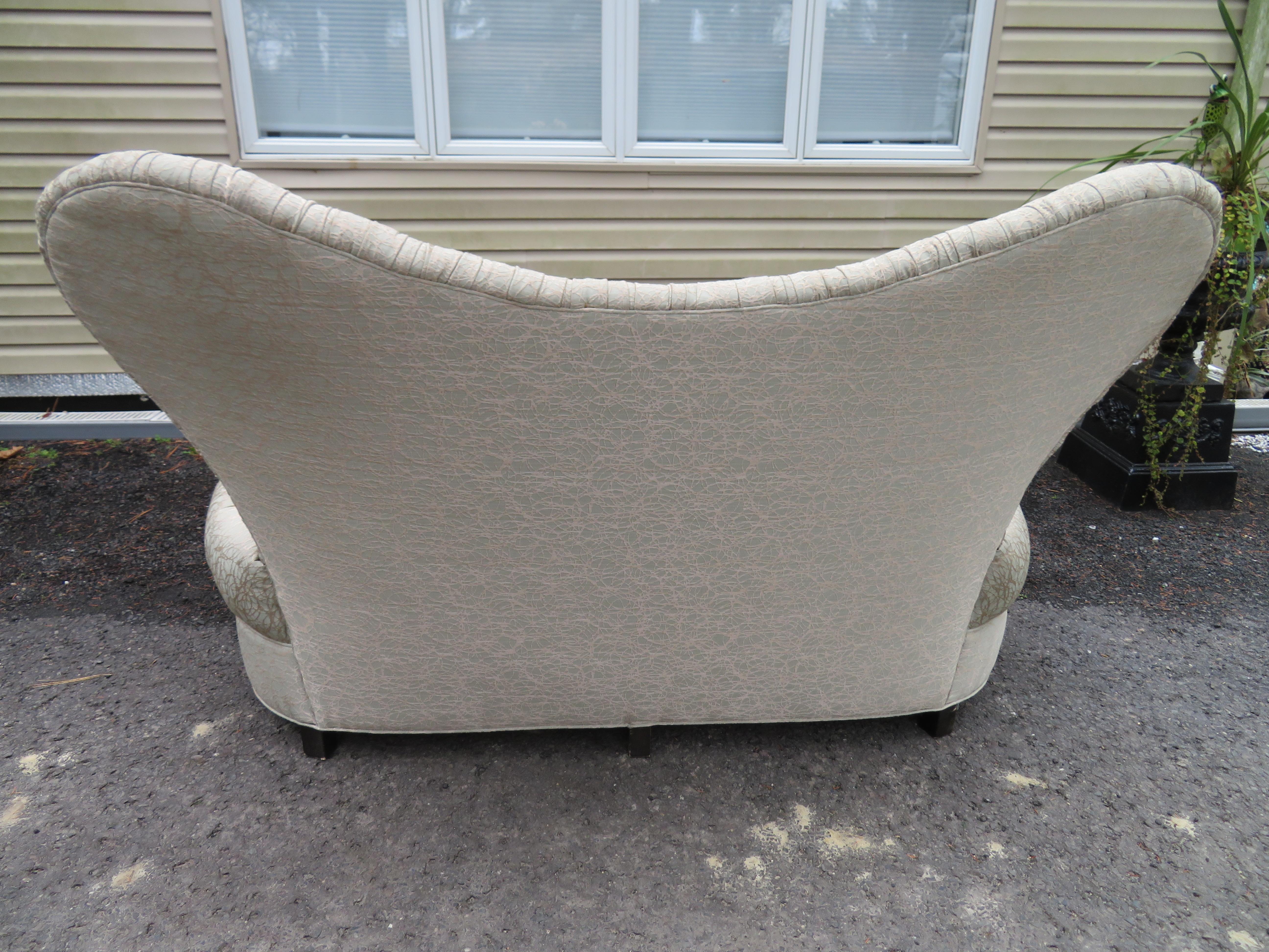 Amazing Fun Hollywood Regency Tall Tufted Back Loveseat In Good Condition For Sale In Pemberton, NJ