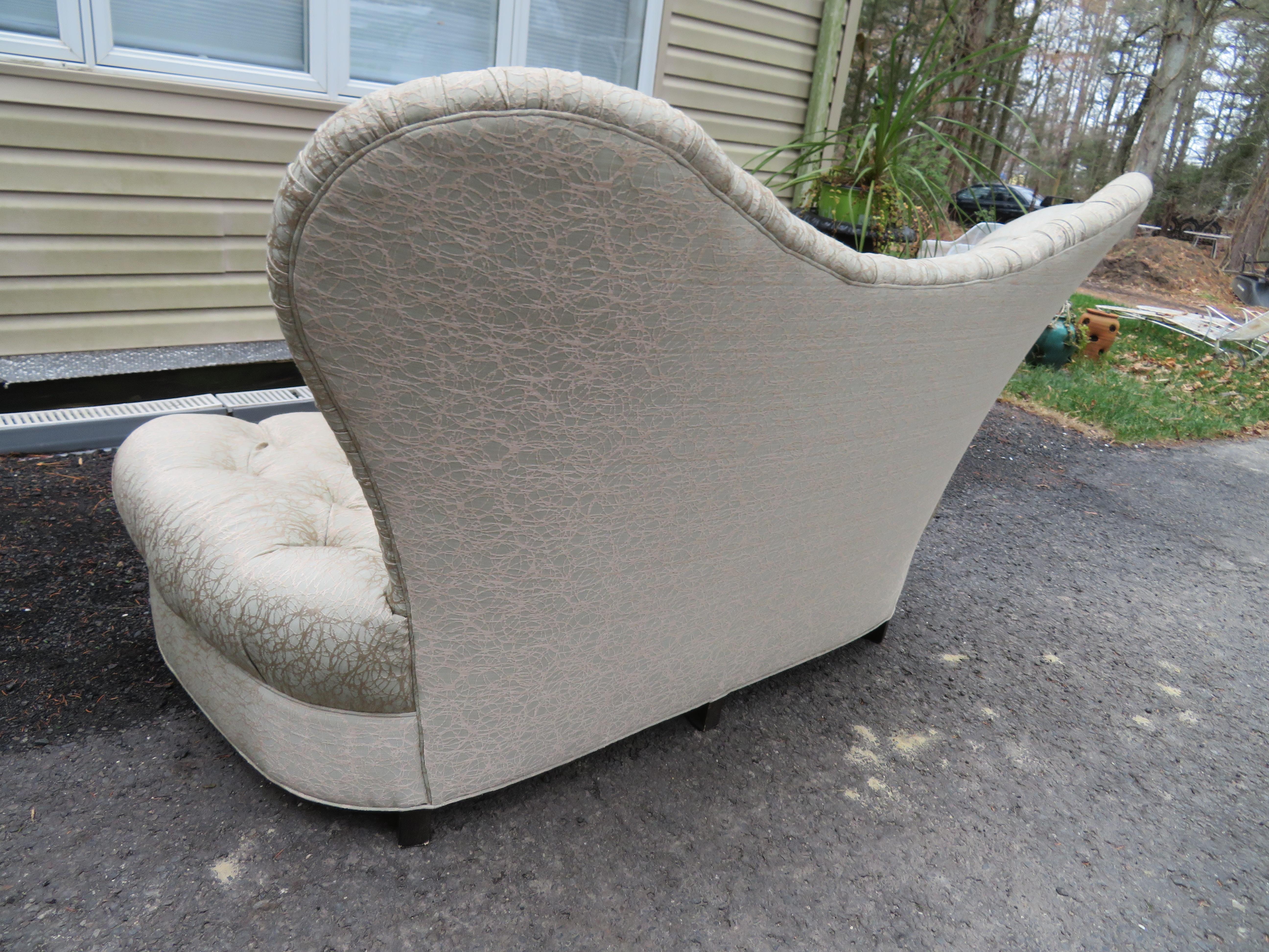 Late 20th Century Amazing Fun Hollywood Regency Tall Tufted Back Loveseat For Sale