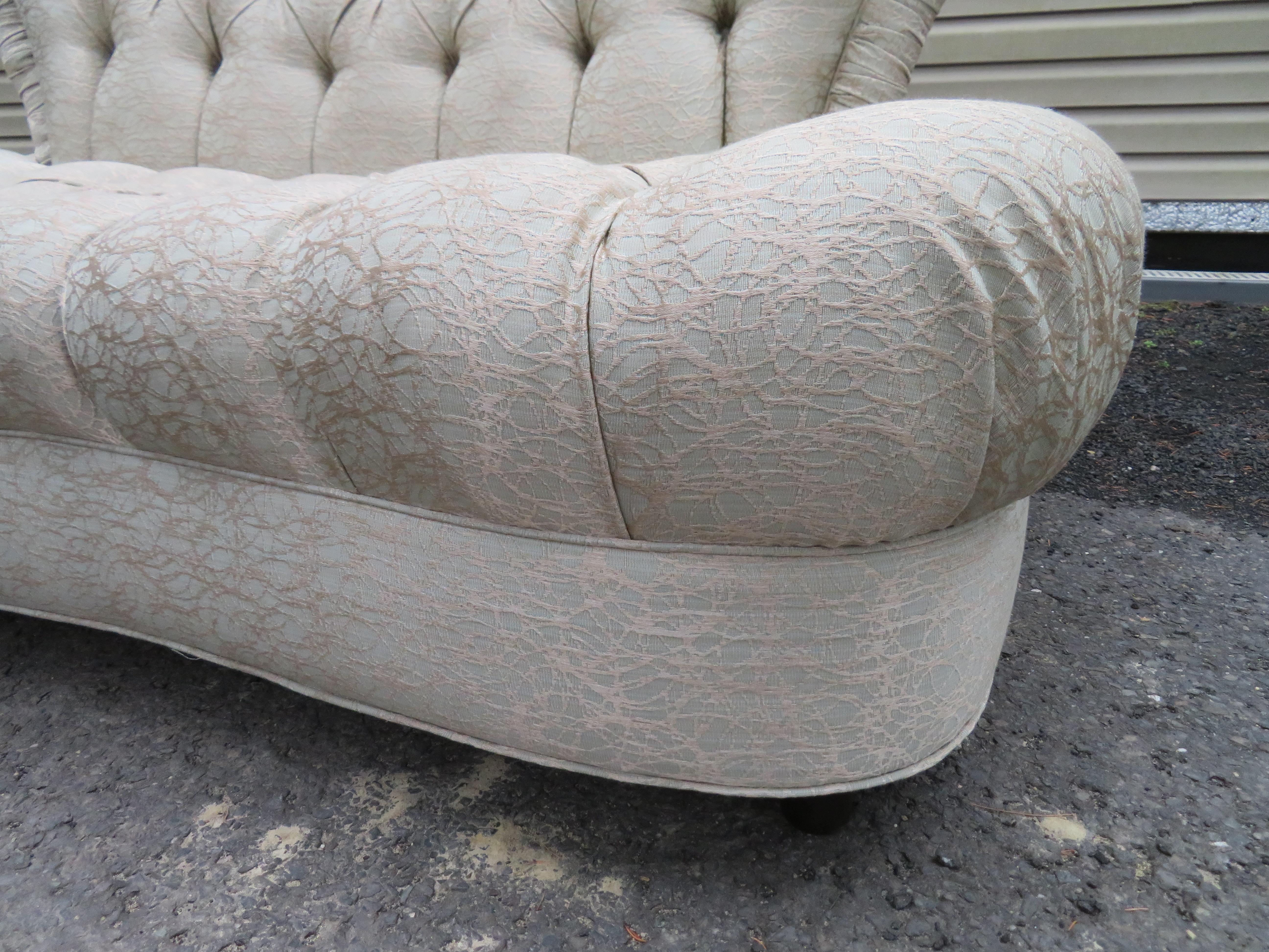 Upholstery Amazing Fun Hollywood Regency Tall Tufted Back Loveseat For Sale
