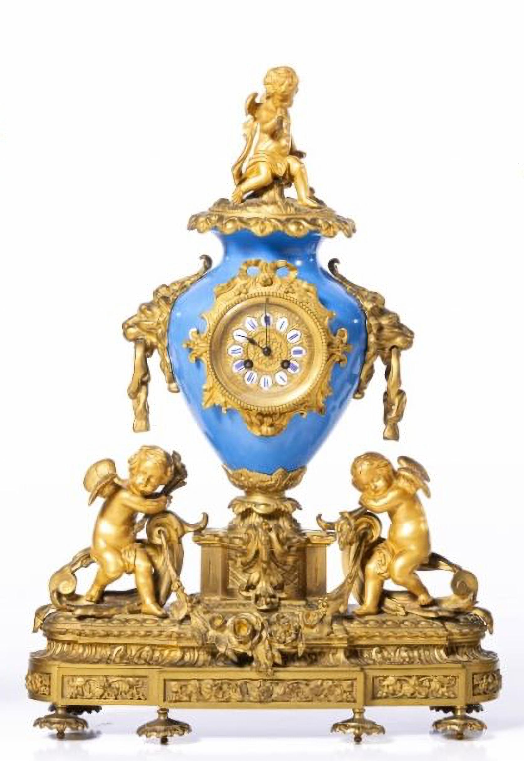 Bronze AMAZING GARNITURE SÉVRES 19th Century Napoleon III For Sale