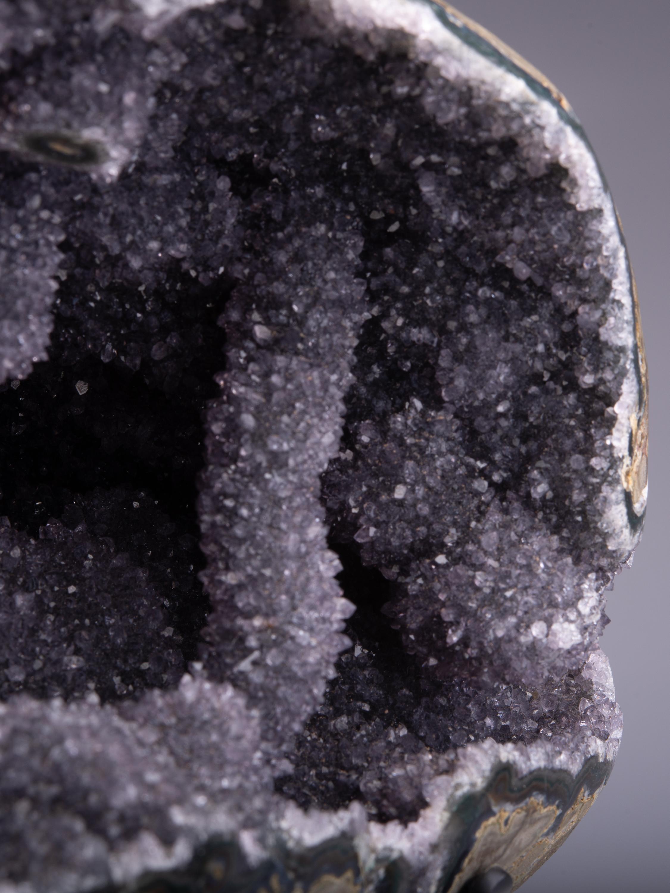 Amazing Geode with Stalactites and Stalagmites with Amethyst and Grey Druze 1
