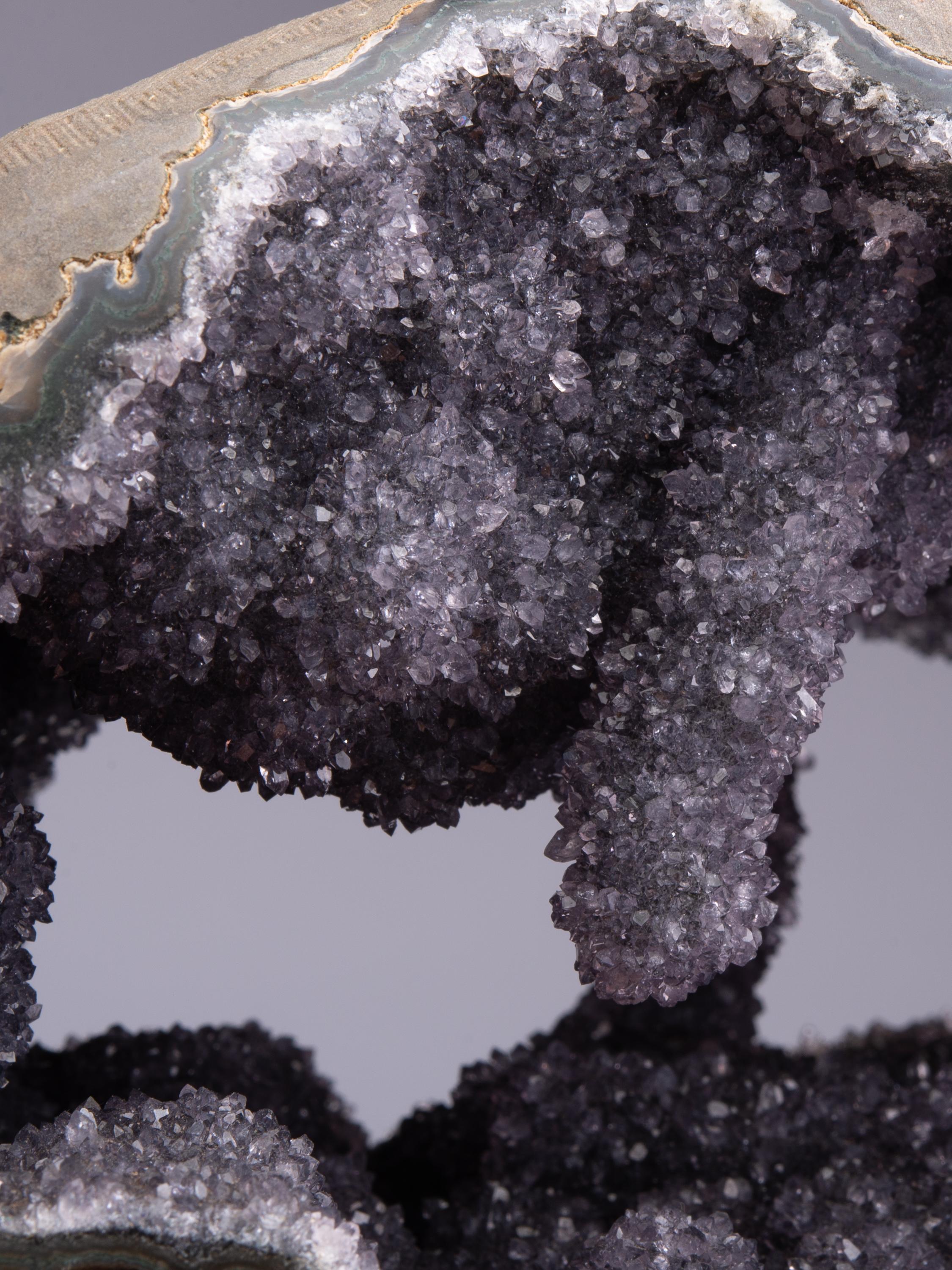 Amazing Geode with Stalactites and Stalagmites with Amethyst and Grey Druze 3