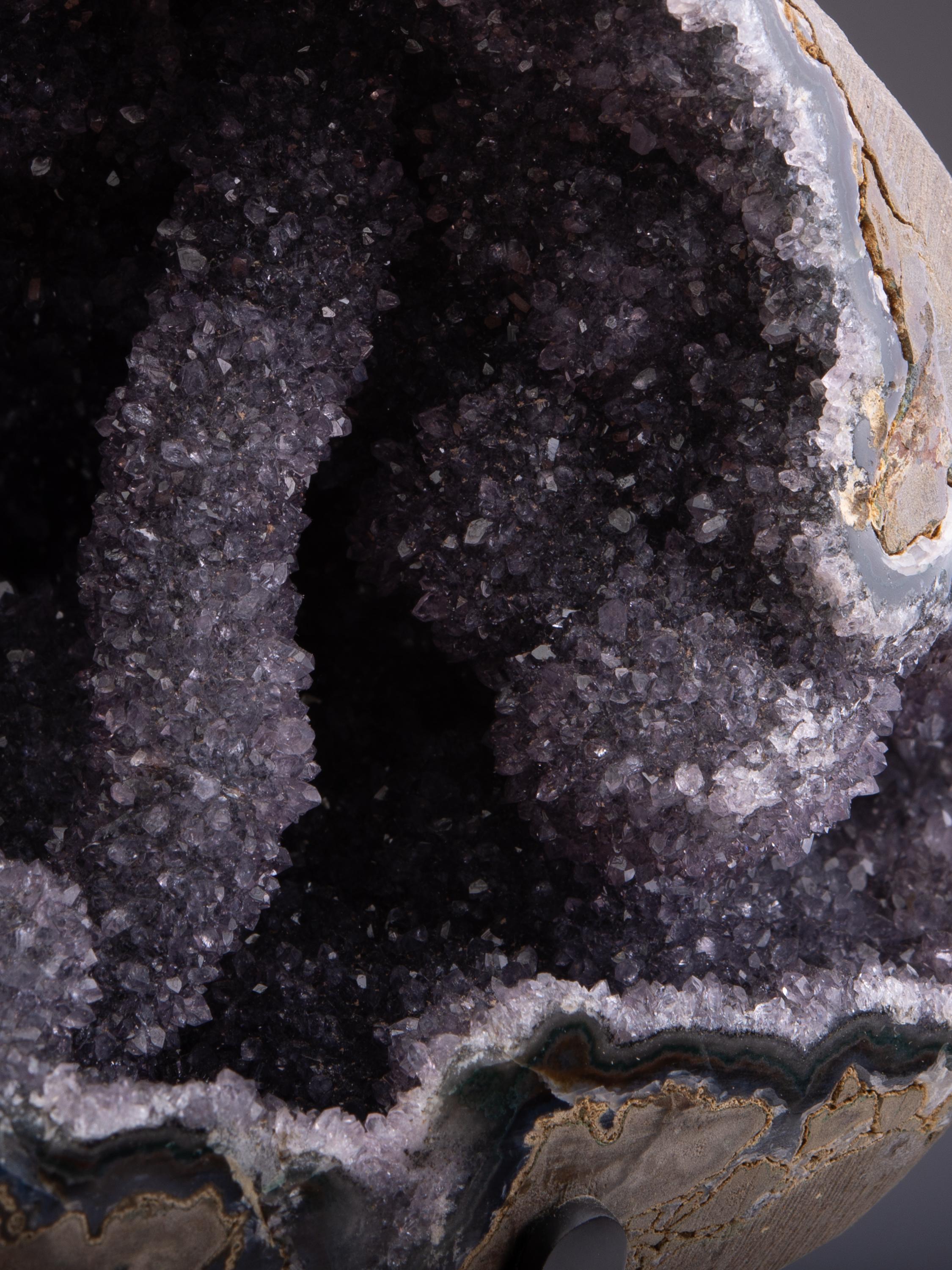 Amazing Geode with Stalactites and Stalagmites with Amethyst and Grey Druze 7
