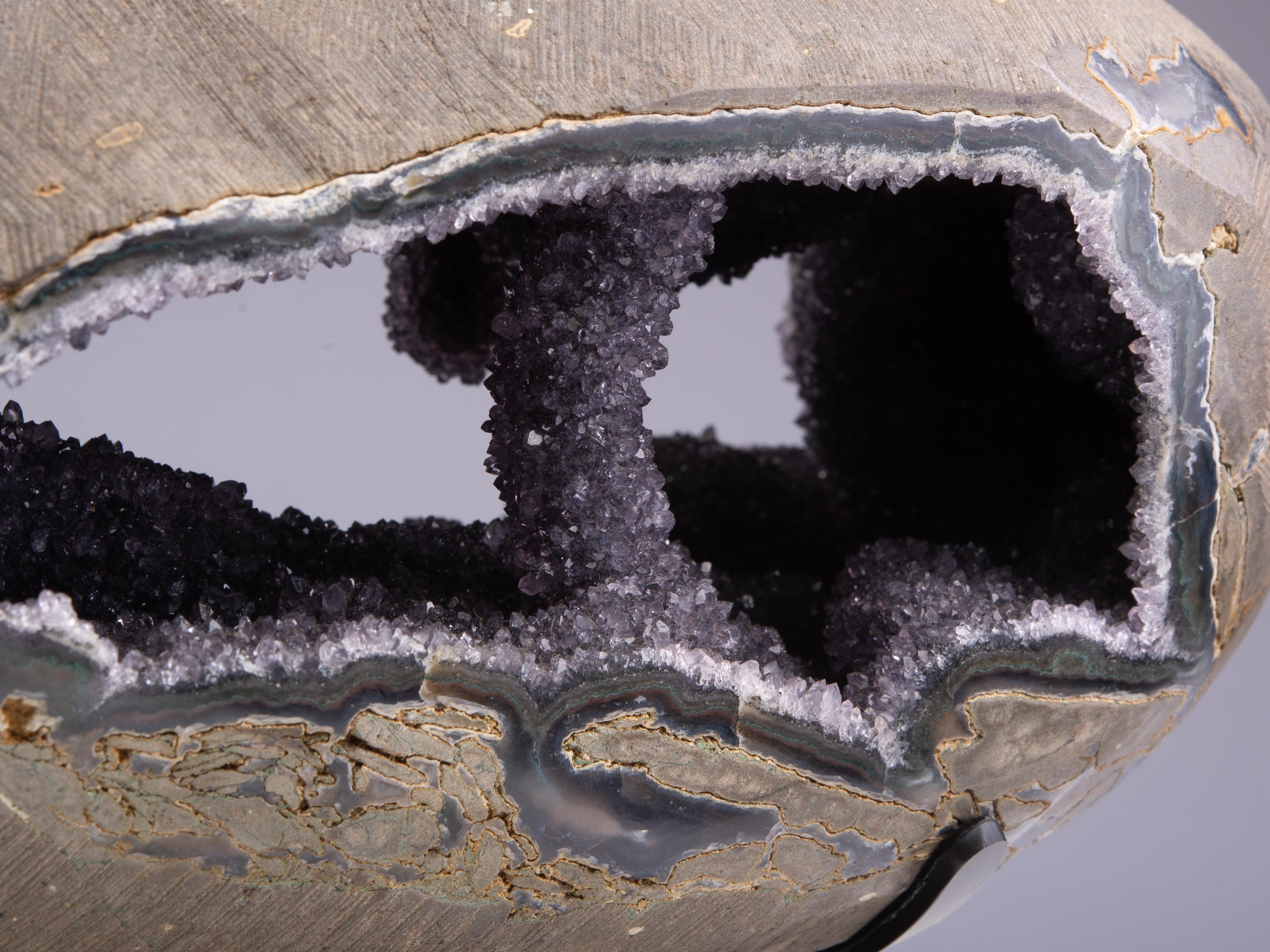 Amazing Geode with Stalactites and Stalagmites with Amethyst and Grey Druze 9