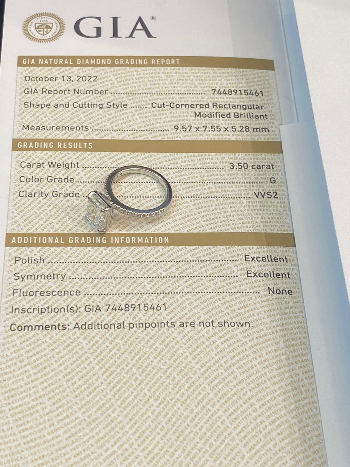 Bague solitaire en or 18 carats certifiée GIA avec 3,50 carats de diamant en vente 1