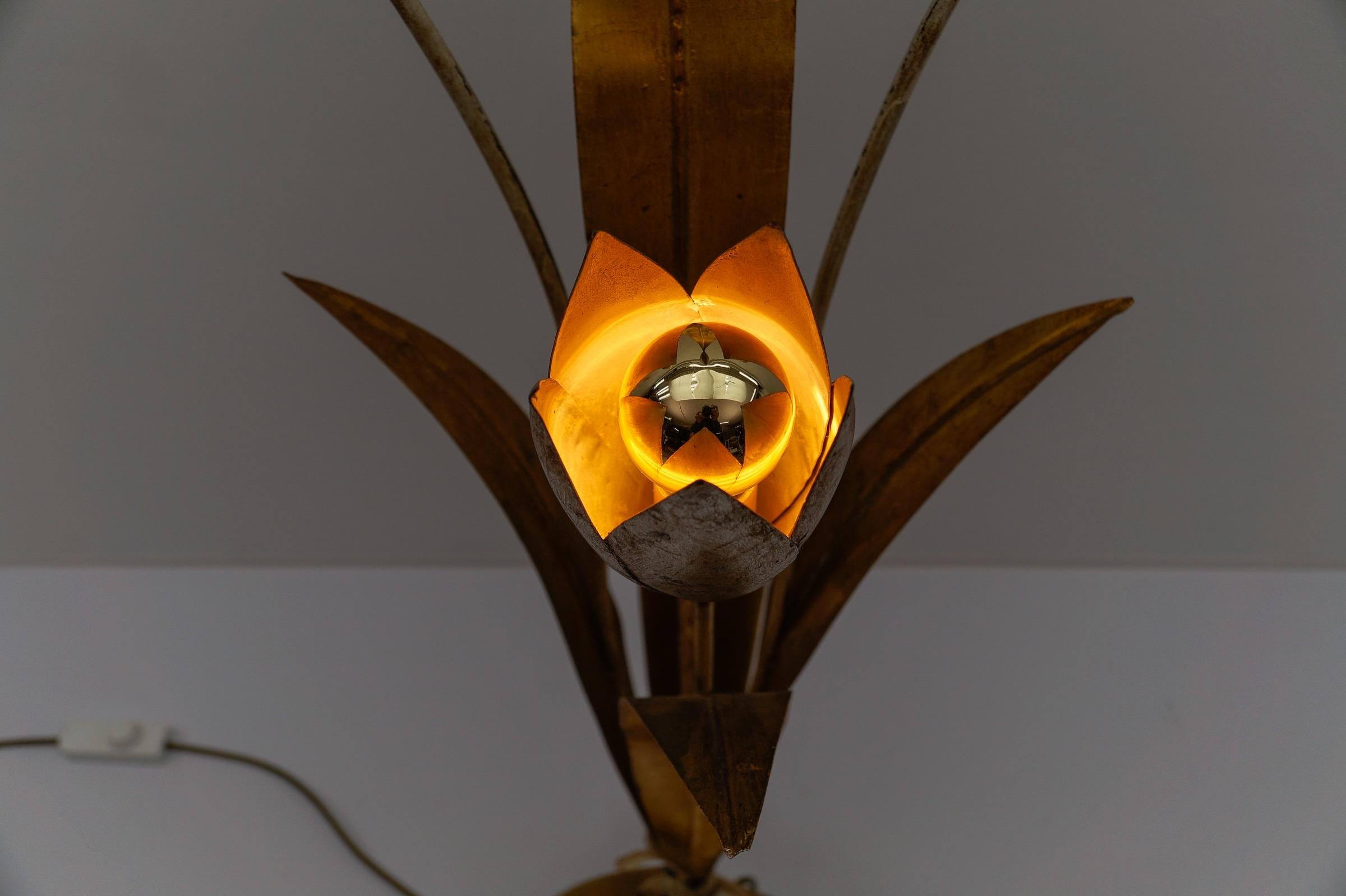 Incredibile lampada da terra floreale dorata di Hans Kögl, Germania, anni '60 in vendita 9