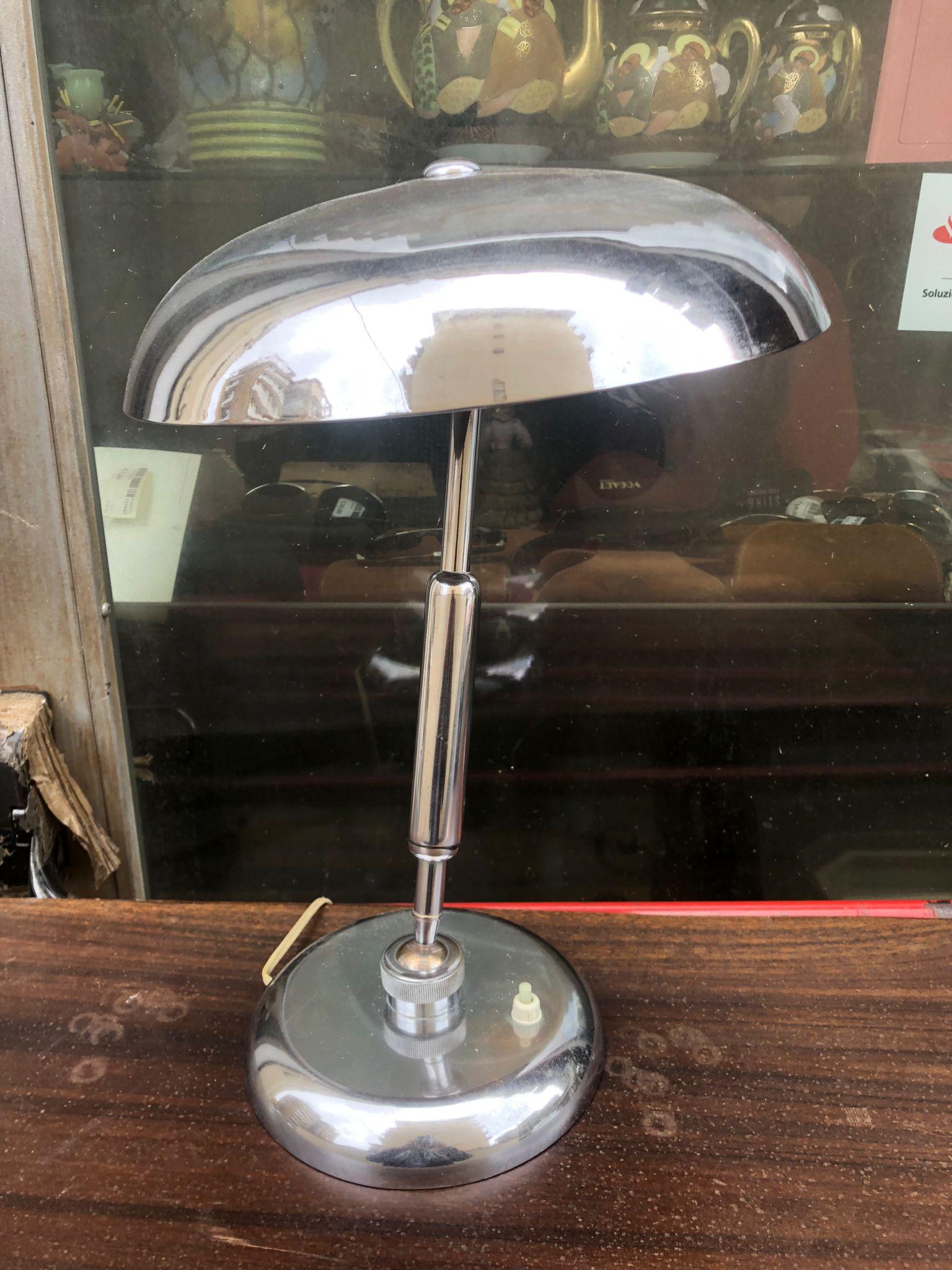 Italian Amazing Giovanni Michelucci Mid-Century Modern Chrome Table Lamp For Sale