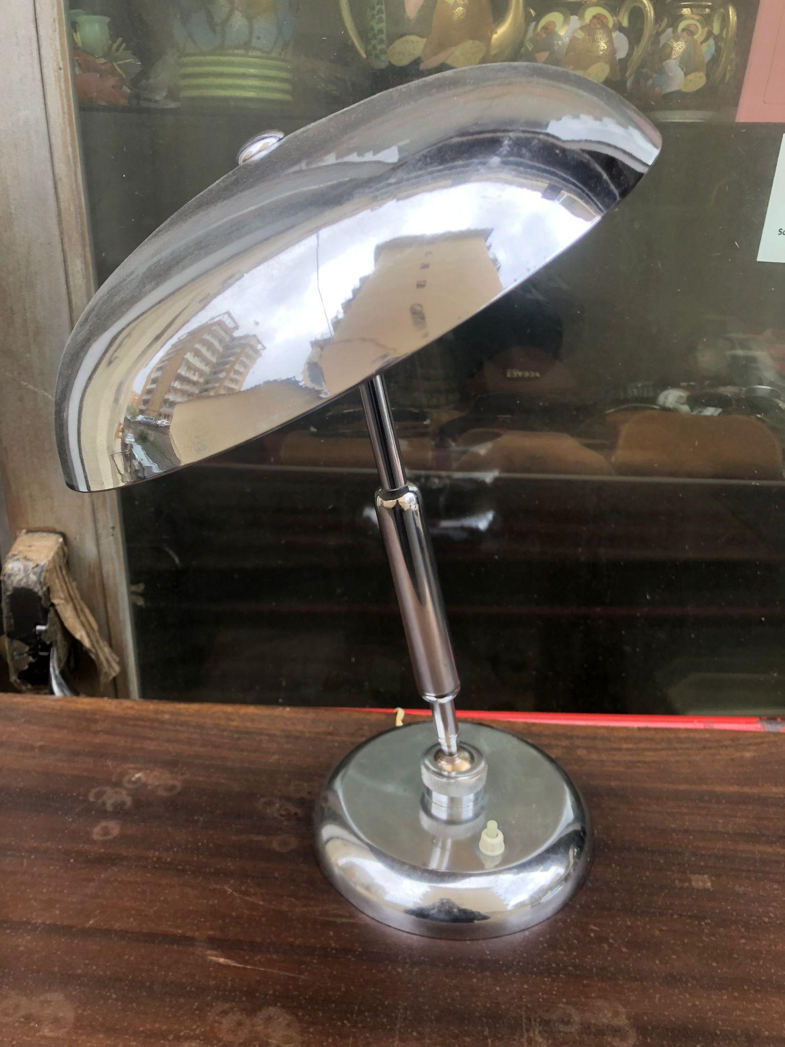 Metal Amazing Giovanni Michelucci Mid-Century Modern Chrome Table Lamp For Sale