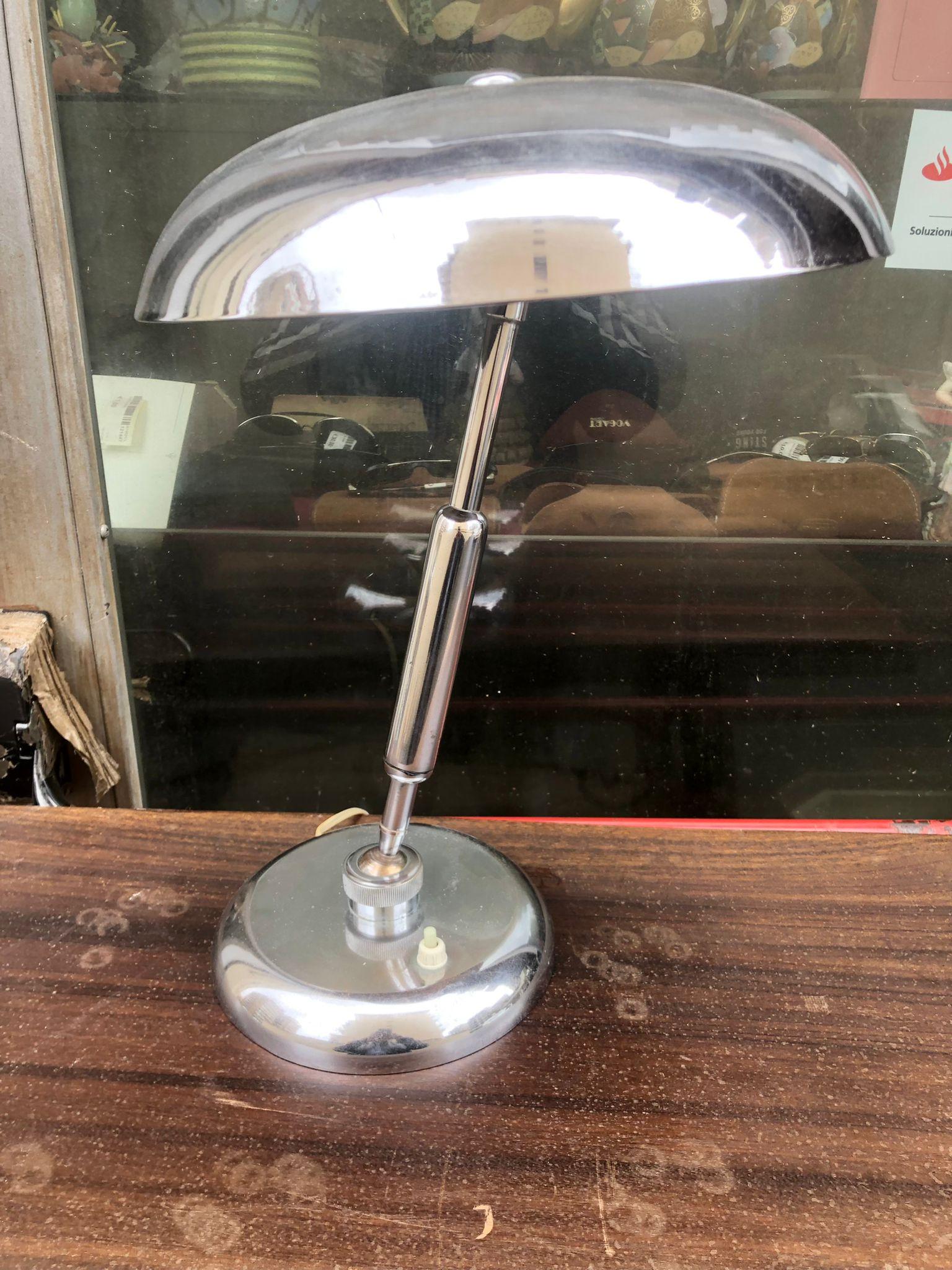 Incroyable lampe de bureau chromée Giovanni Michelucci mi-siècle moderne en vente