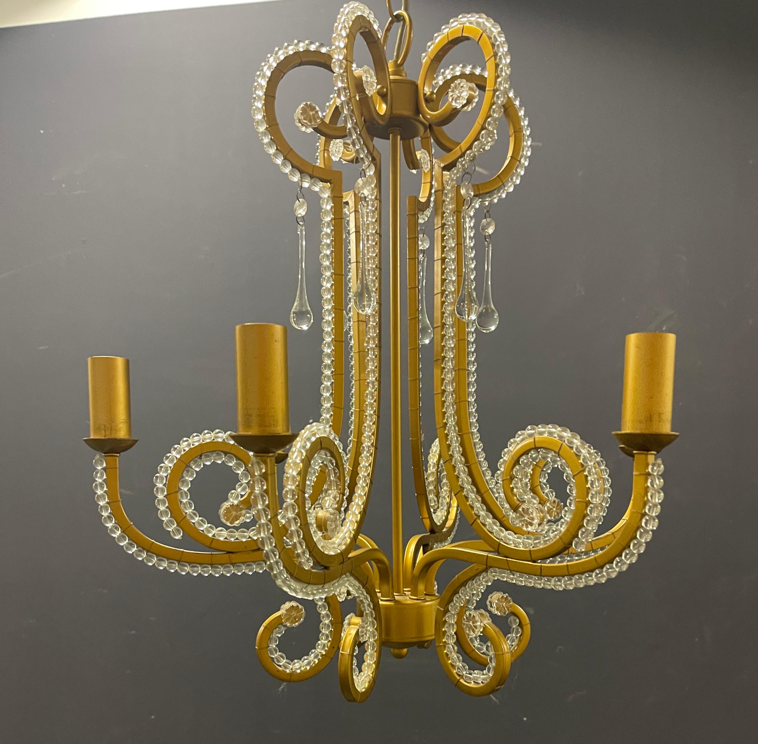 amazing glass and metal chandelier For Sale 2