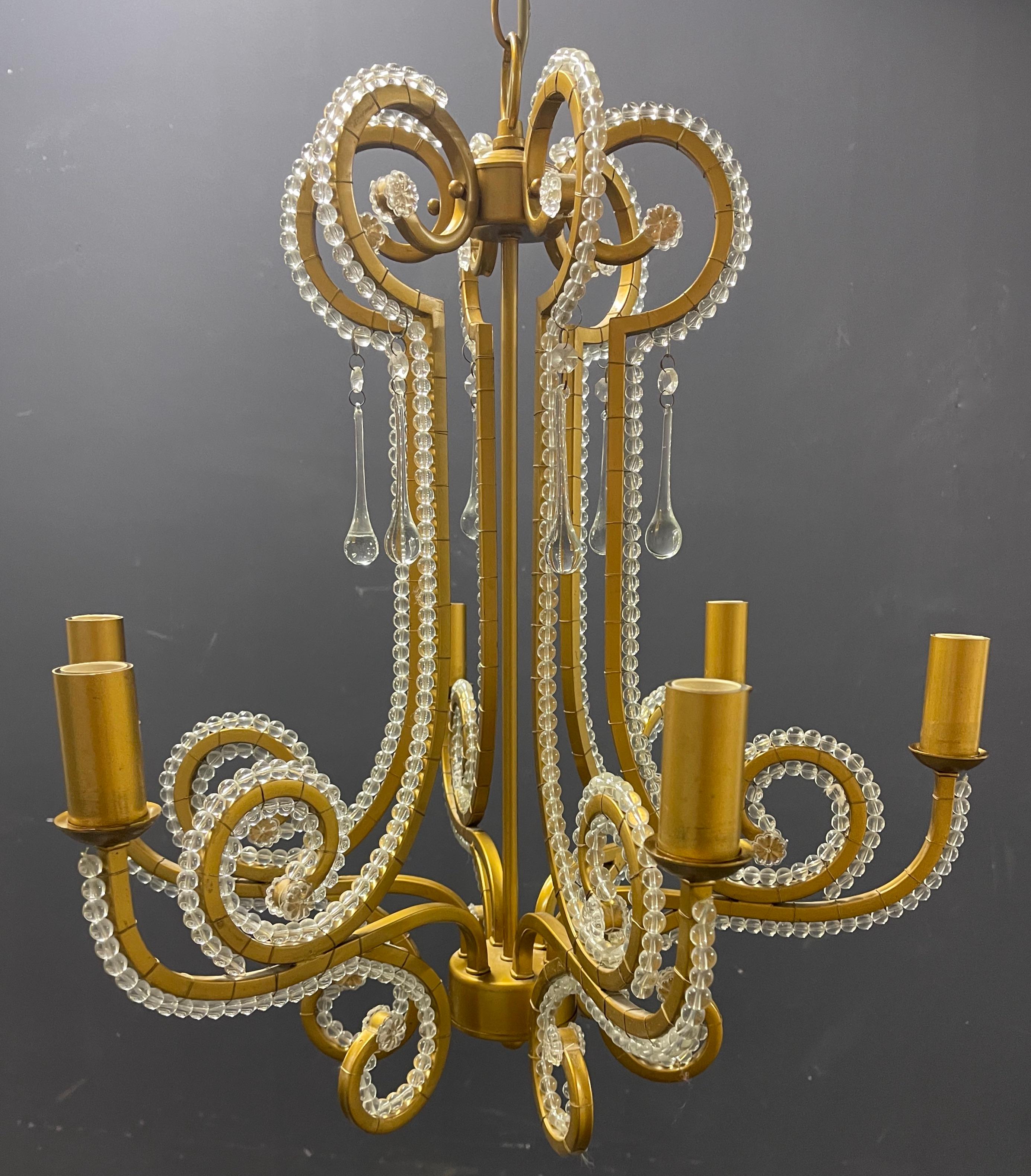 amazing glass and metal chandelier For Sale 4