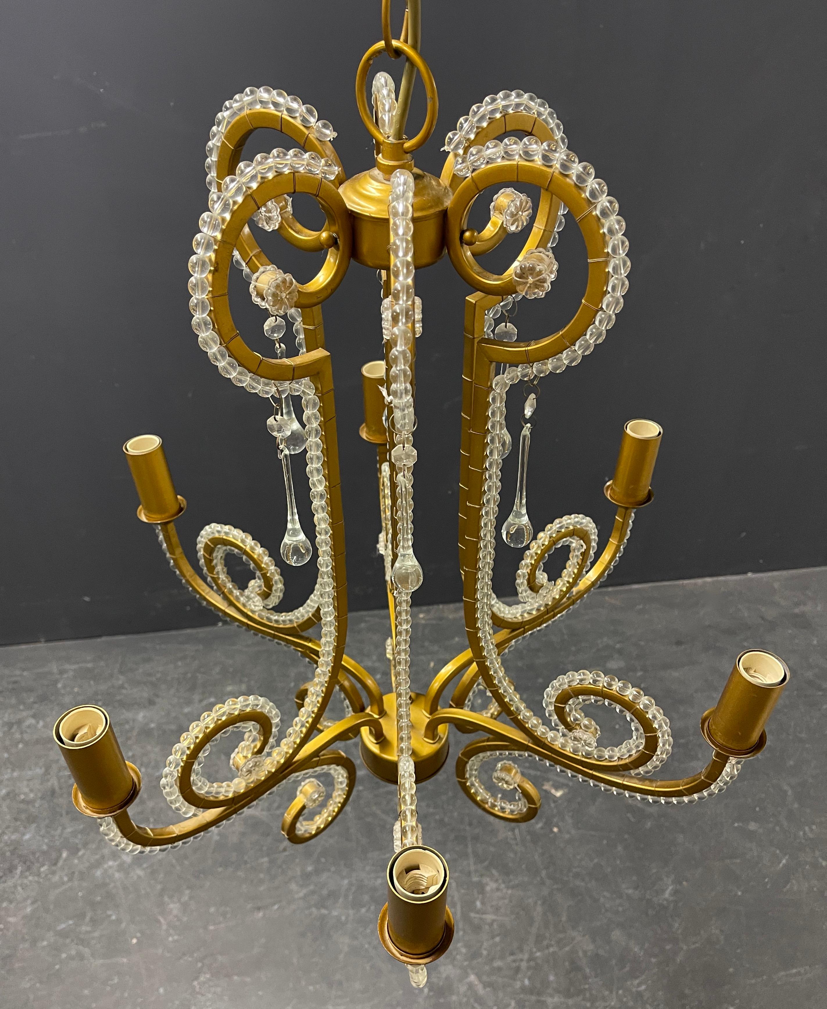 amazing glass and metal chandelier For Sale 9