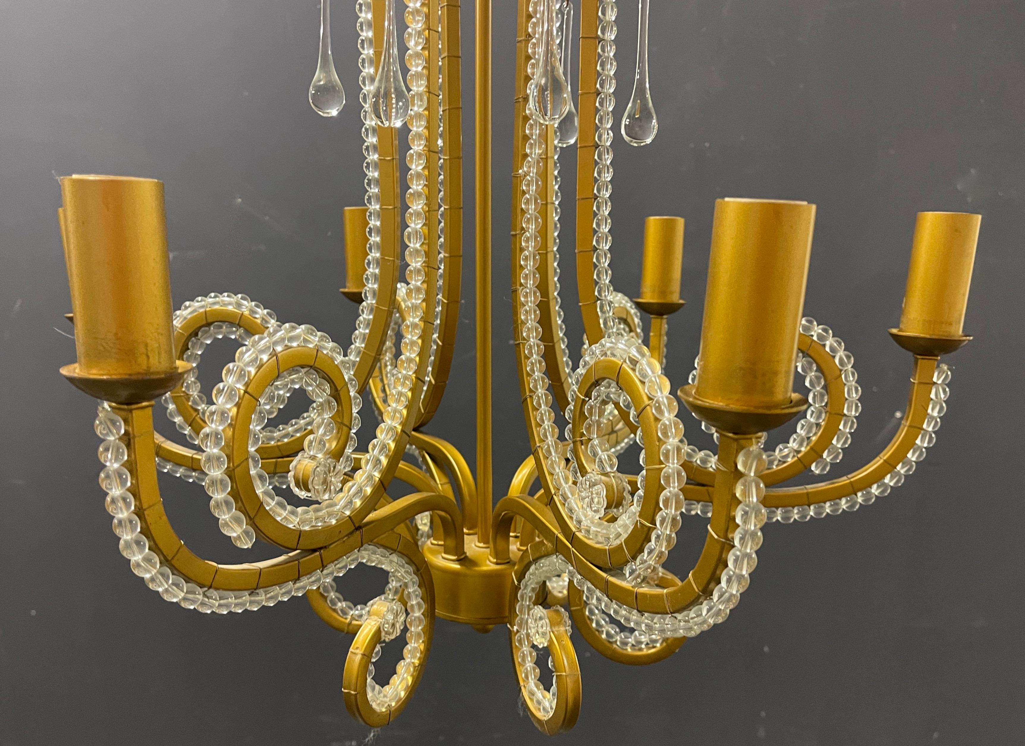 Italiano sorprendente lampadario in vetro e metallo in vendita