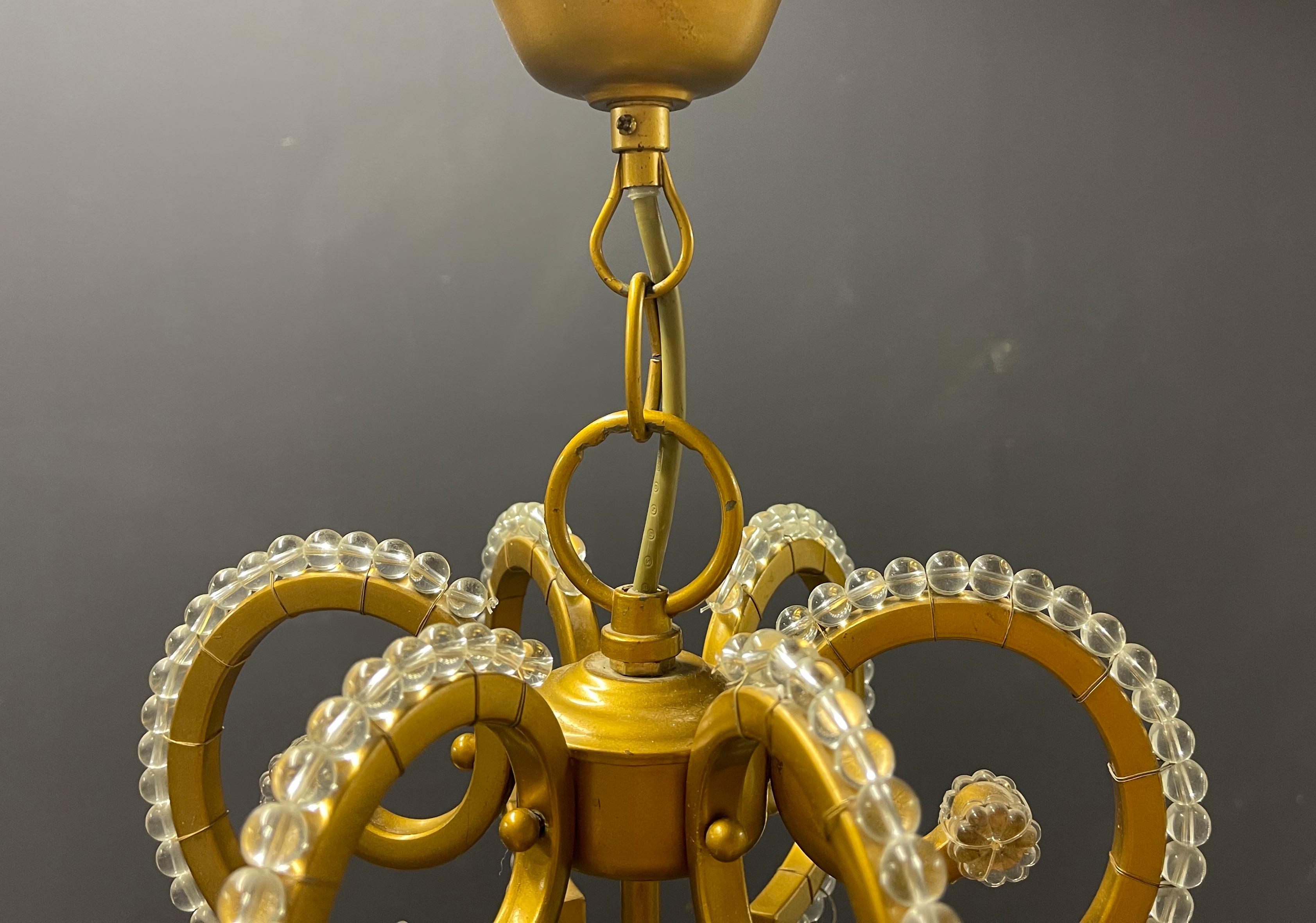 amazing glass and metal chandelier In Good Condition For Sale In Munich, DE