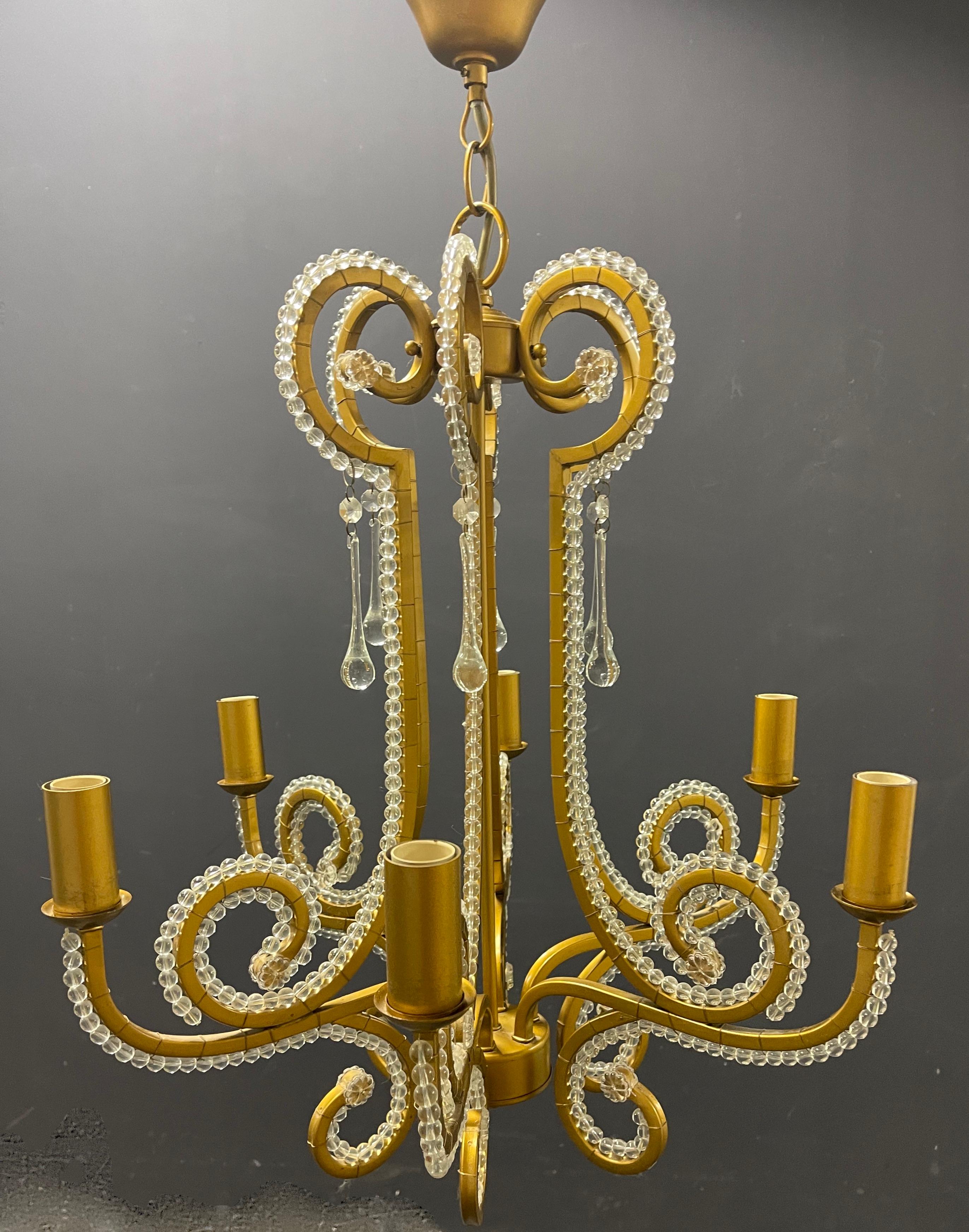 Late 20th Century amazing glass and metal chandelier For Sale