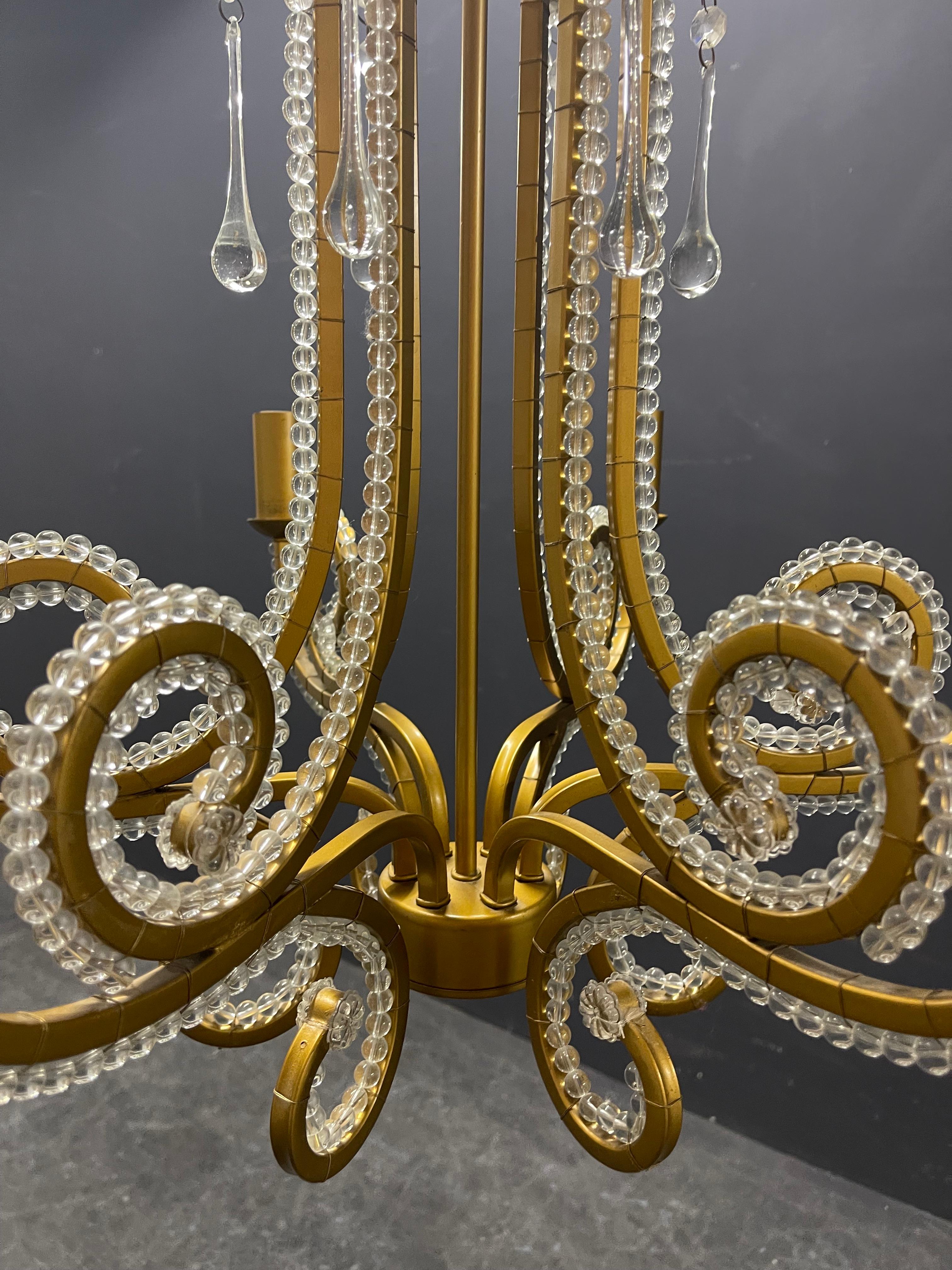 Metal amazing glass and metal chandelier For Sale