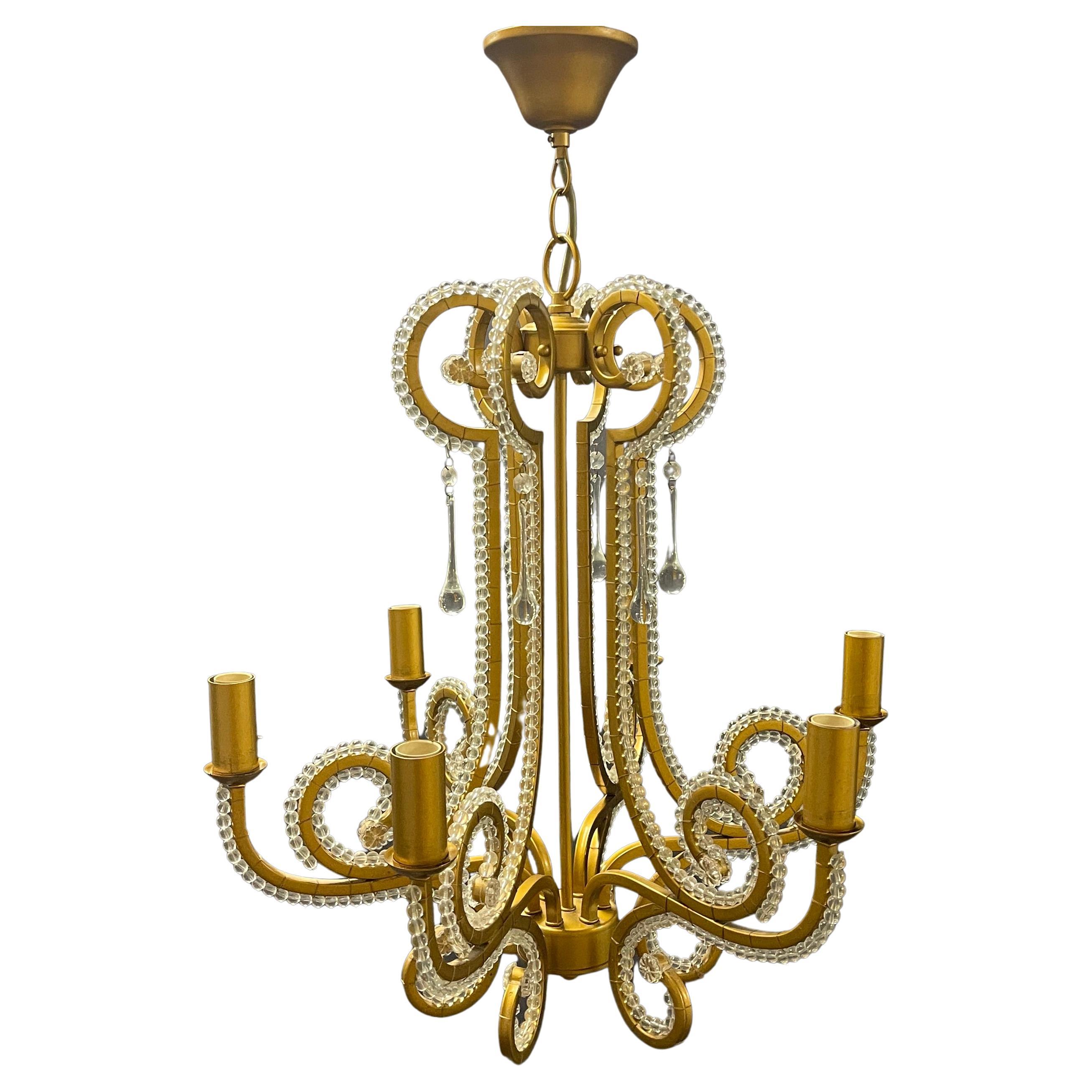 amazing glass and metal chandelier For Sale