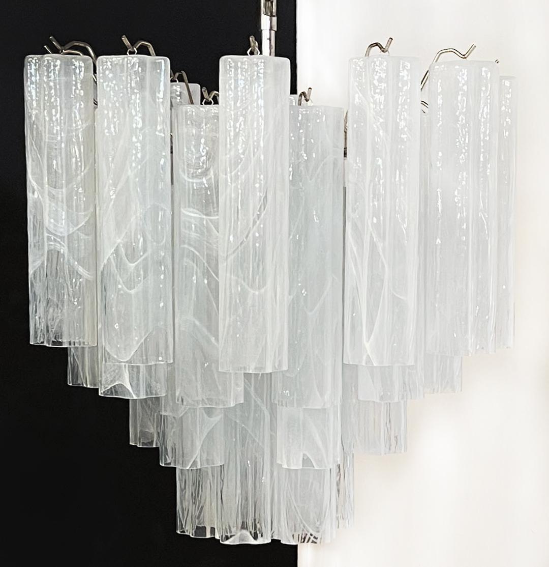 Amazing Glass Tube Chandelier - 36 Alabaster white glasses For Sale 4