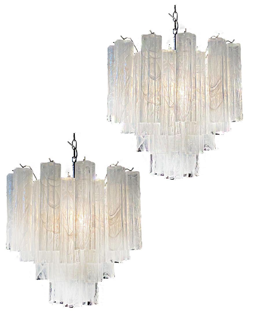 Amazing Glass Tube Chandelier - 36 Alabaster white glasses For Sale 7
