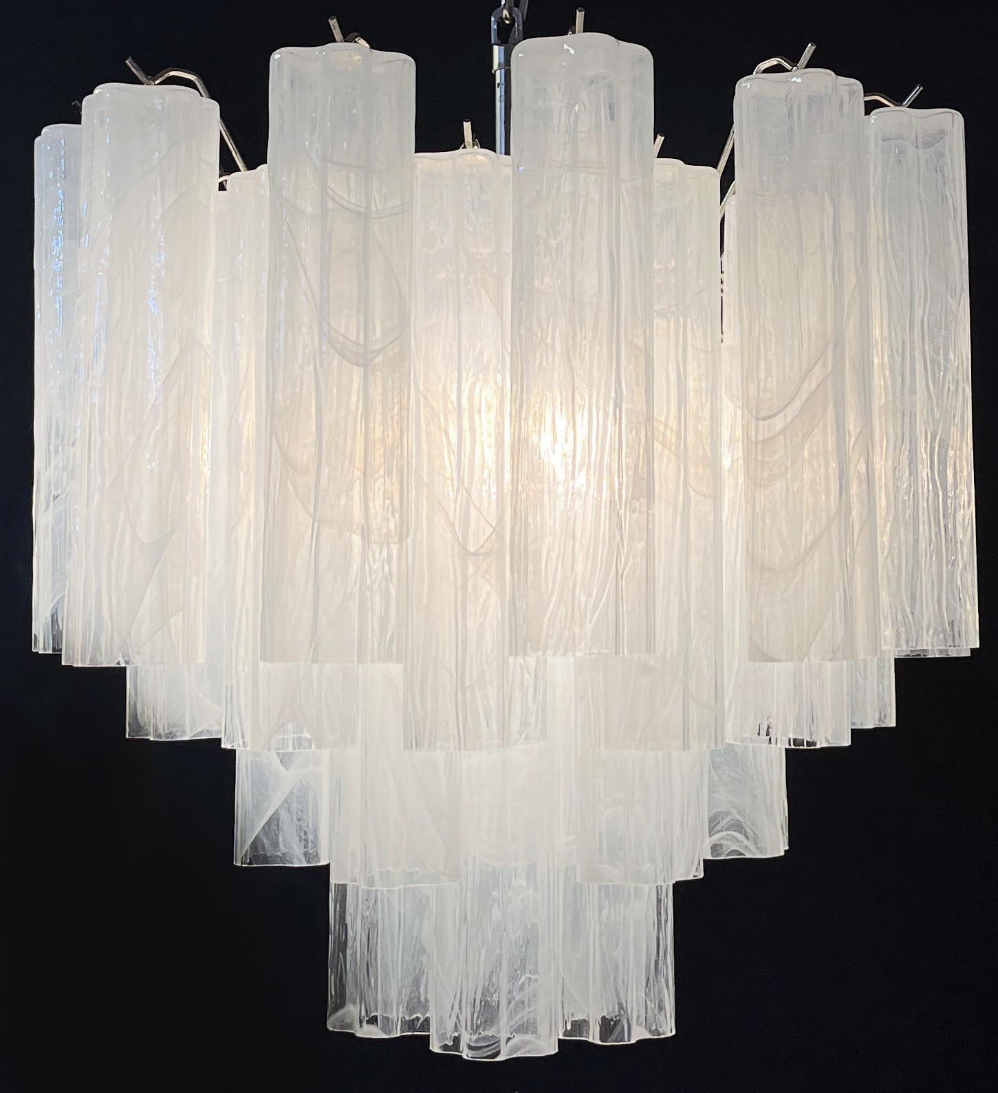 Industrial Amazing Glass Tube Chandelier - 36 Alabaster white glasses For Sale