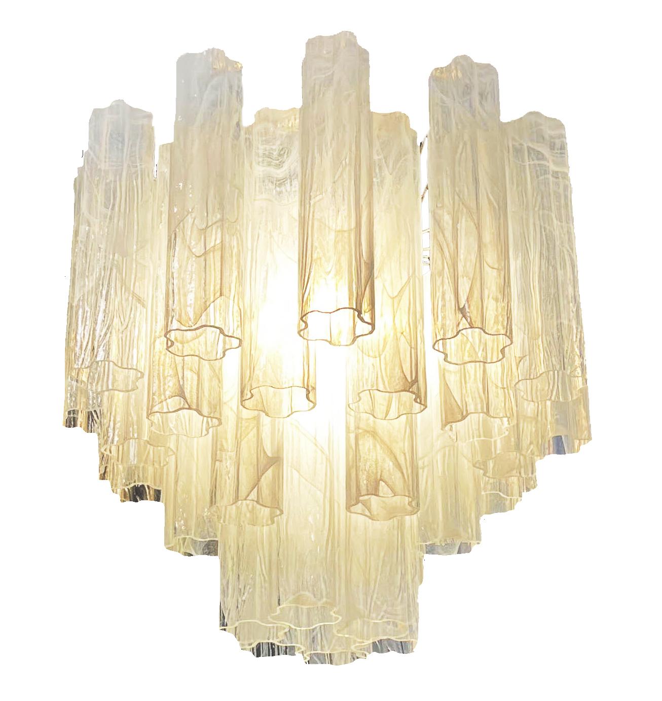 20th Century Amazing Glass Tube Chandelier - 36 Alabaster white glasses For Sale