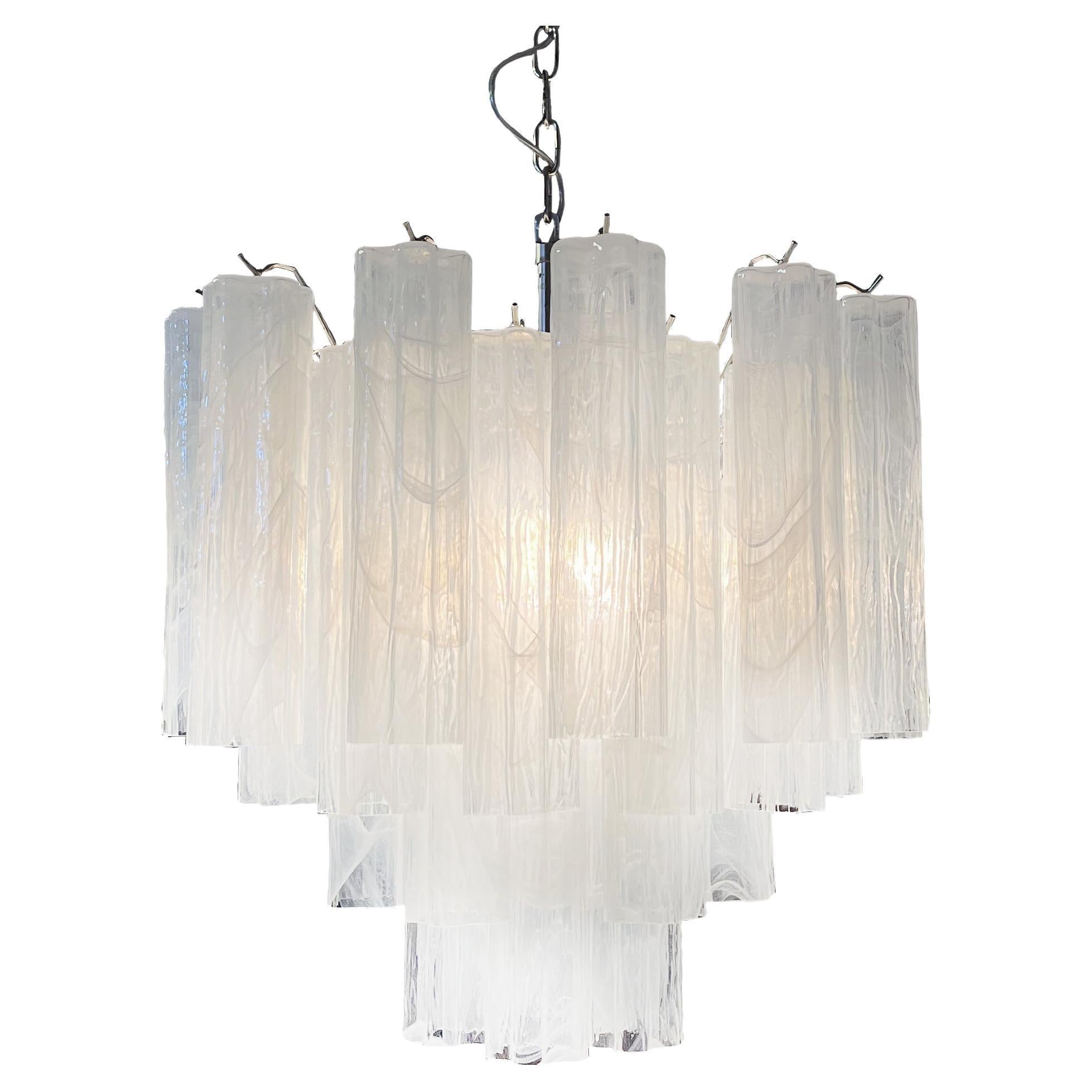 Amazing Glass Tube Chandelier - 36 Alabaster white glasses For Sale