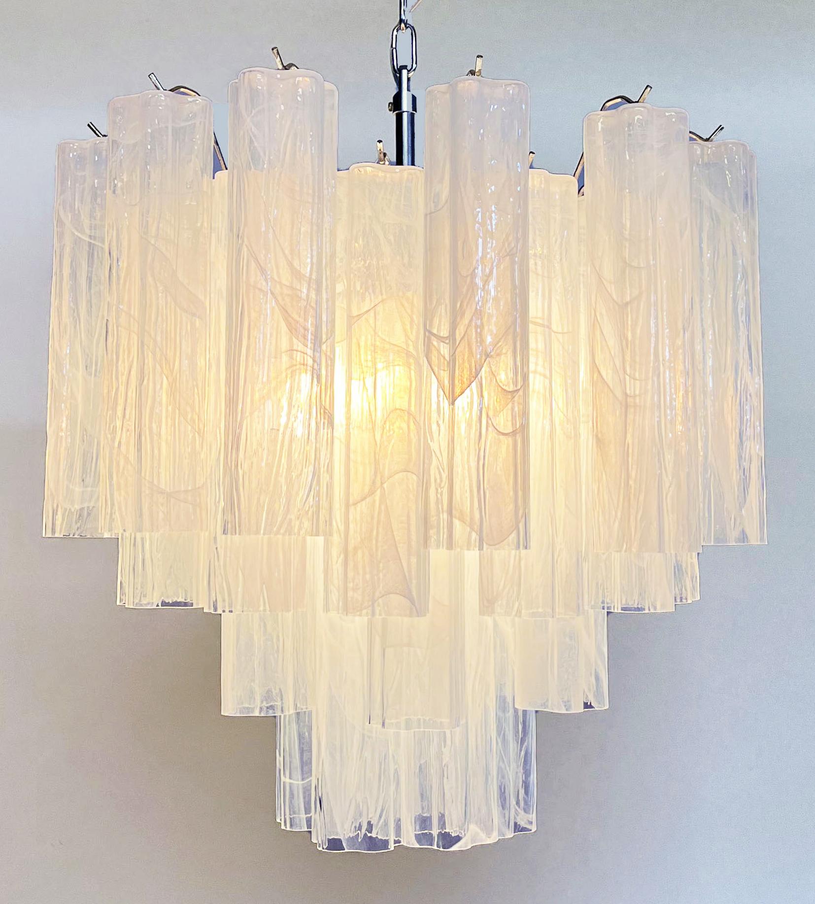 Amazing Glass Tube Chandeliers - 36 Alabaster white glasses In Good Condition For Sale In Budapest, HU